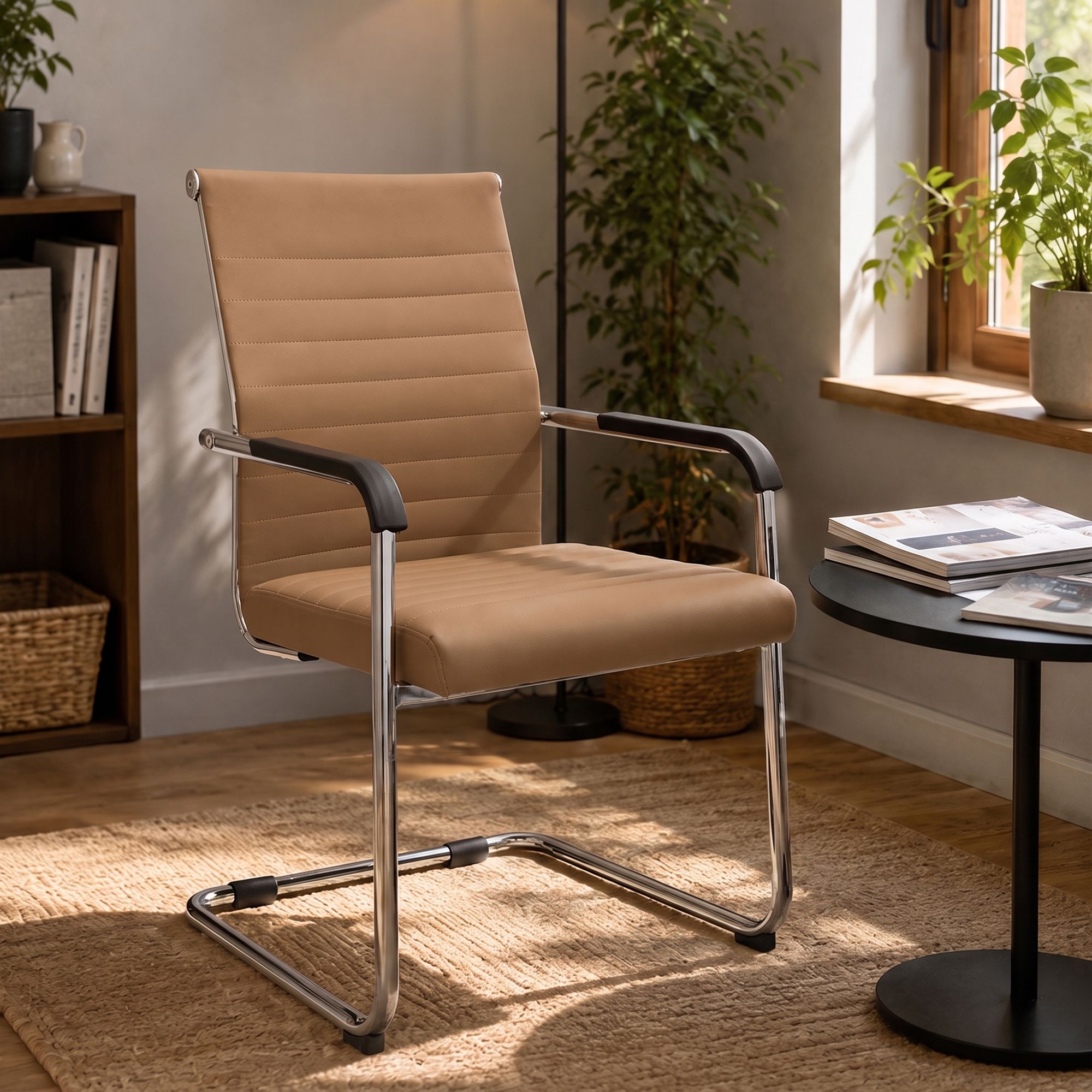 Sedia cantilever Hakon in similpelle