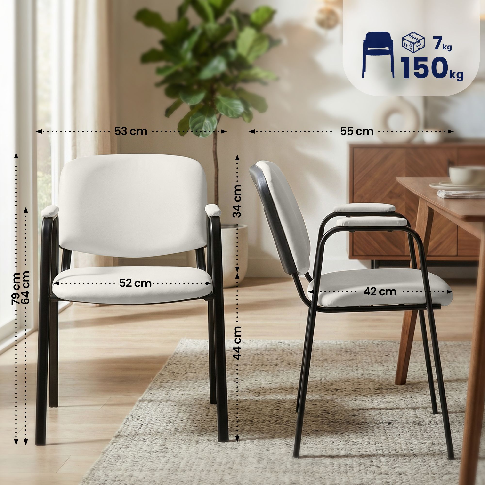 Set di 4 Sedie Impilabili Ken Pro in Ecopelle