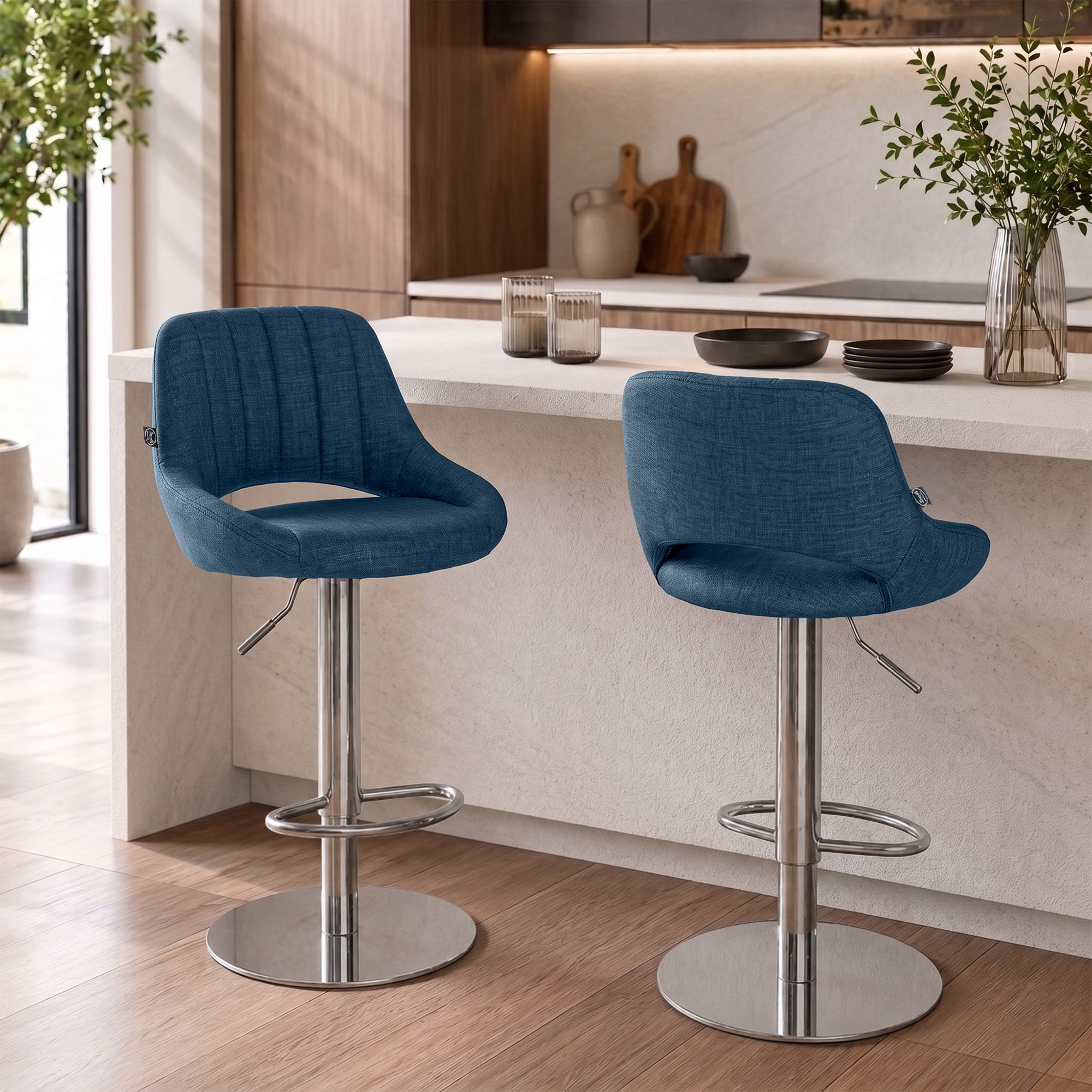 Set di 2 sgabelli da bar Milet cromati con base extra pesante