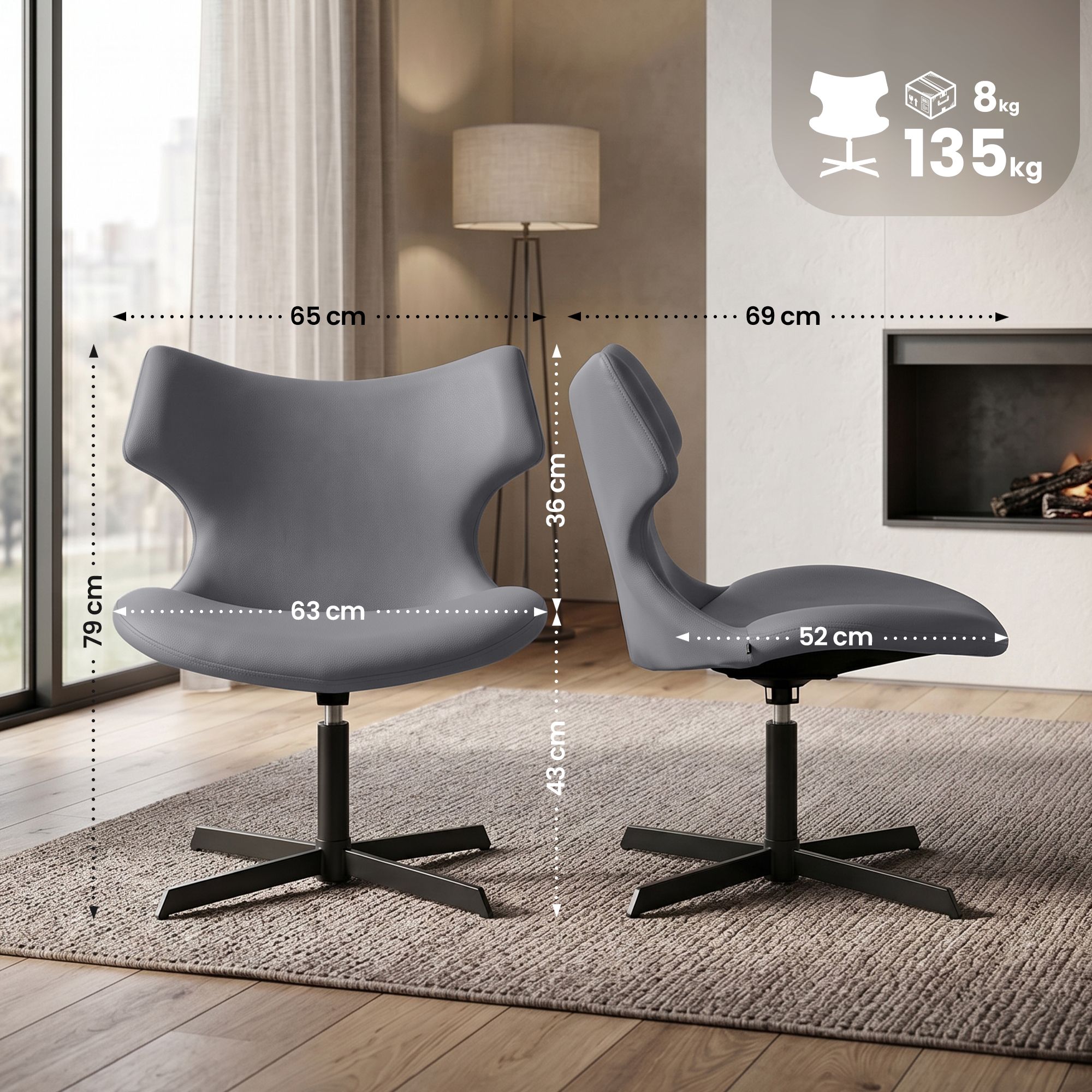Set di 2 Poltroncine Lounge Welland Effetto Pelle