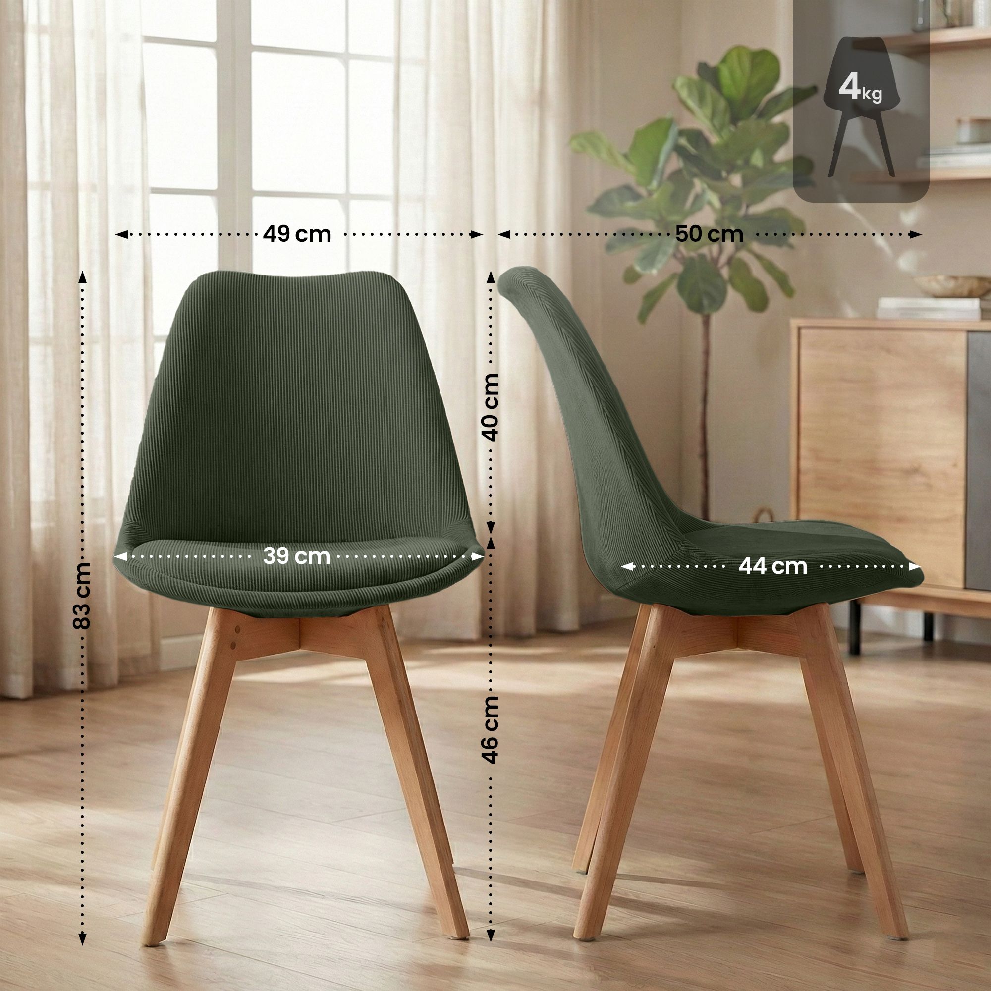 Set 4 sedie da pranzo Linares eleganti e confortevoli per ogni ambiente
