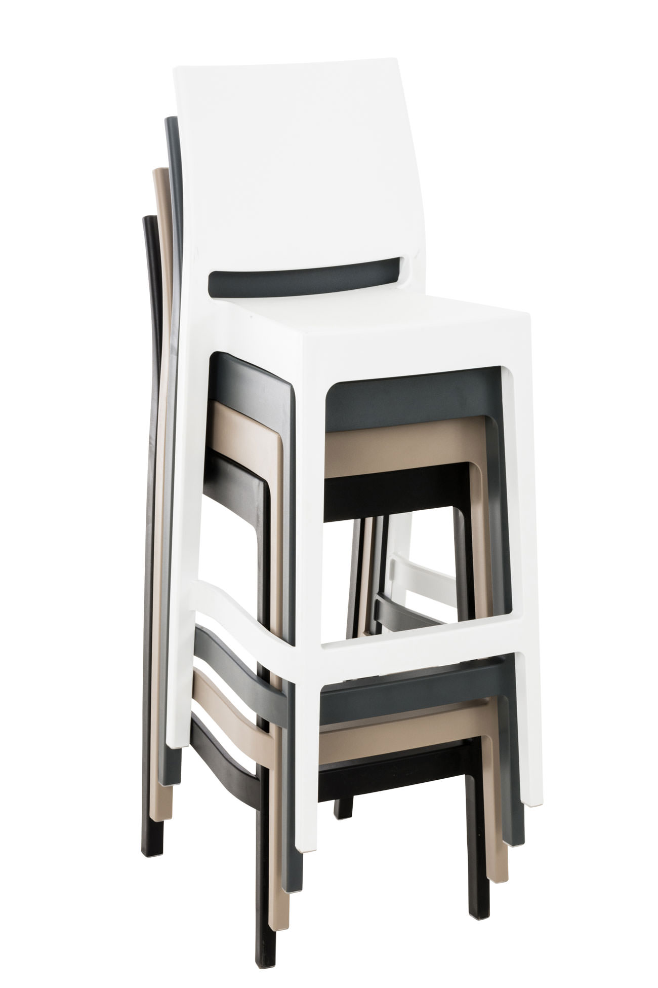 Set da 4 sgabelli da bar Maya in plastica