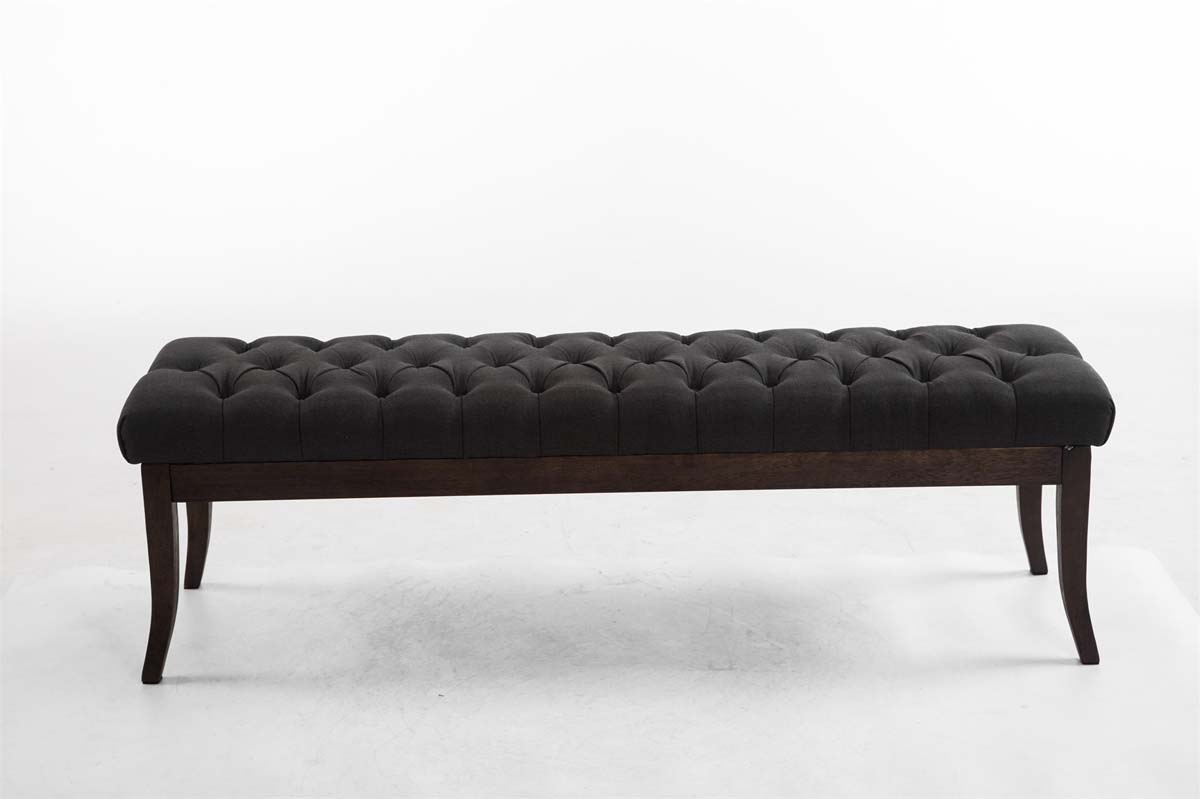 Panca design RAMSES in legno scuro antico e tessuto