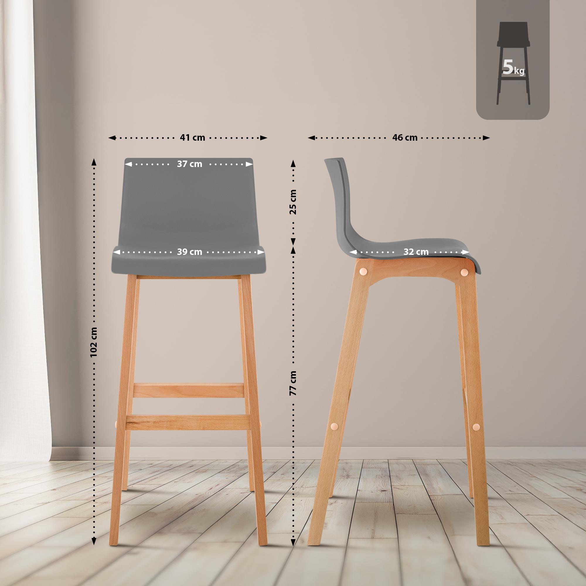Sgabello da Bar Hover con Seduta in Plastica e Telaio in Legno Natura