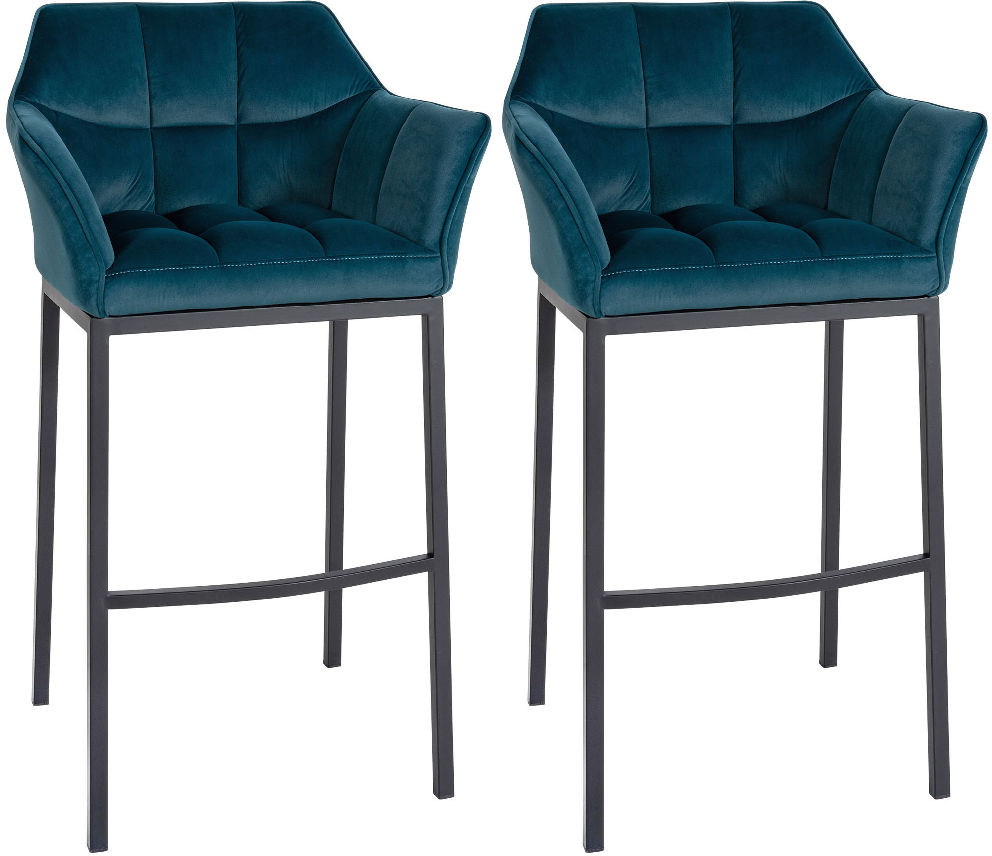 Set di 2 sgabelli bar Damaso in velluto con base a quattro gambe