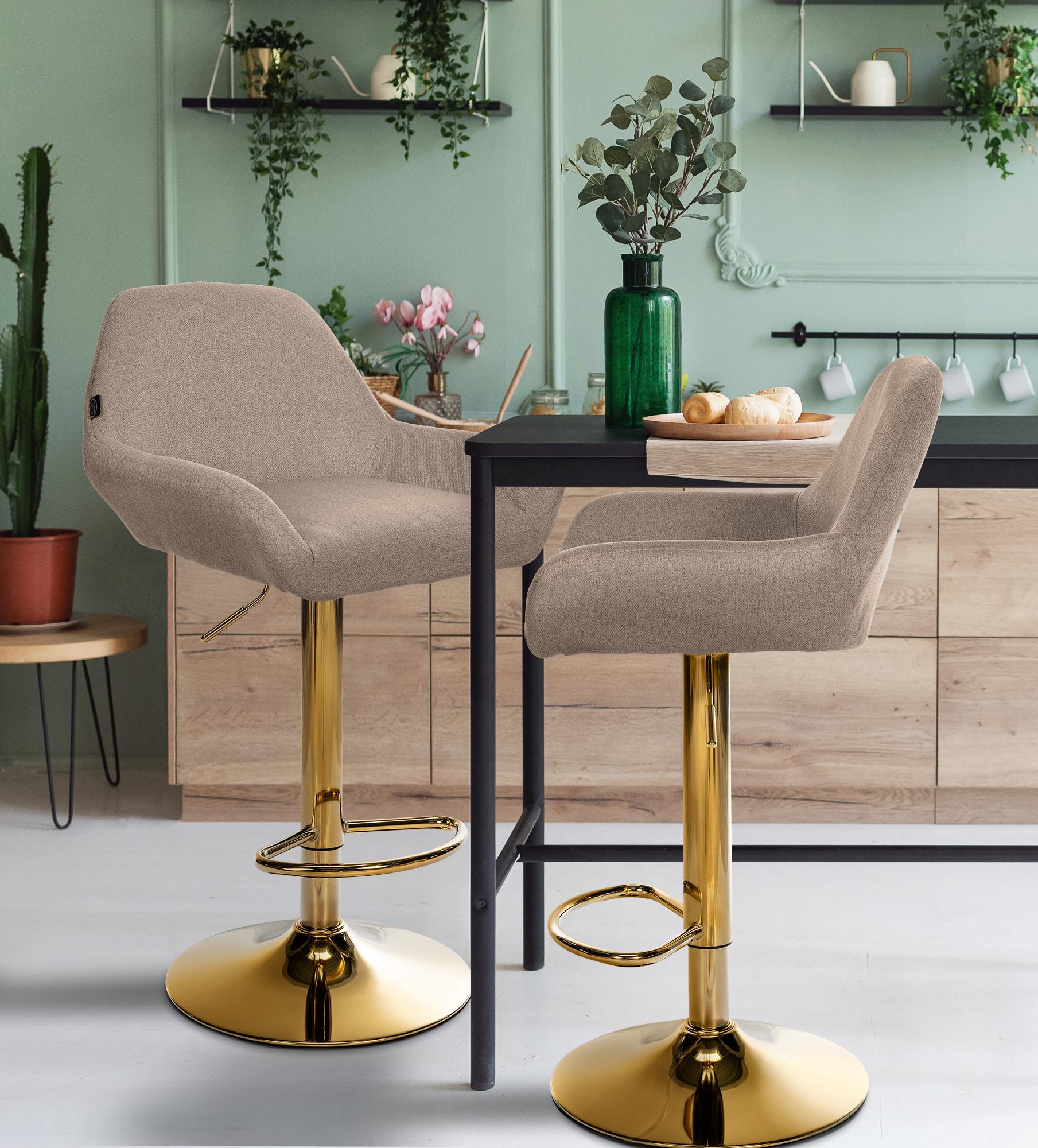 Set di 2 sgabelli da bar in tessuto Braga Gold