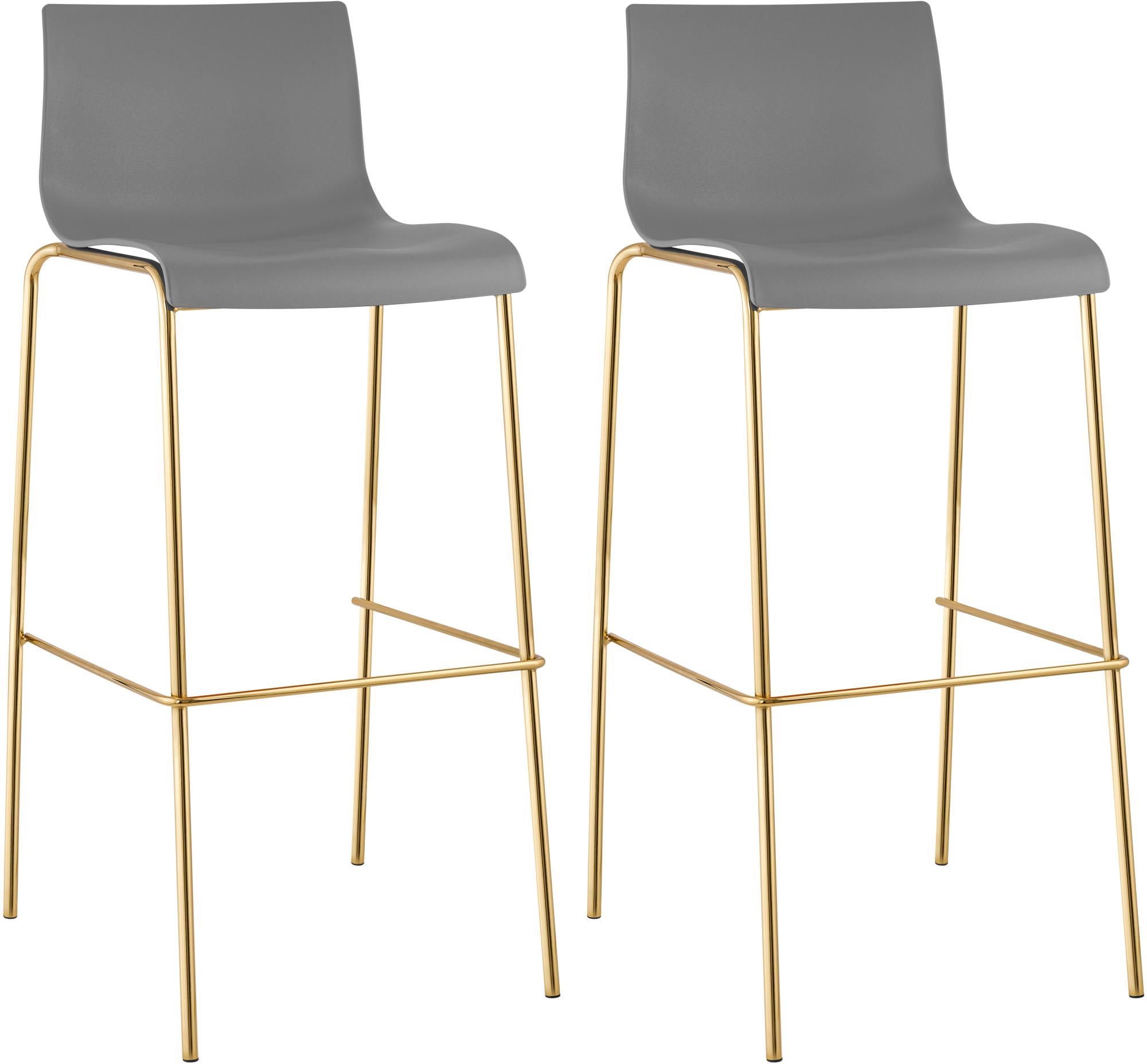 Set da 2 sgabelli da bar Hover in plastica con base a 4 gambe color oro