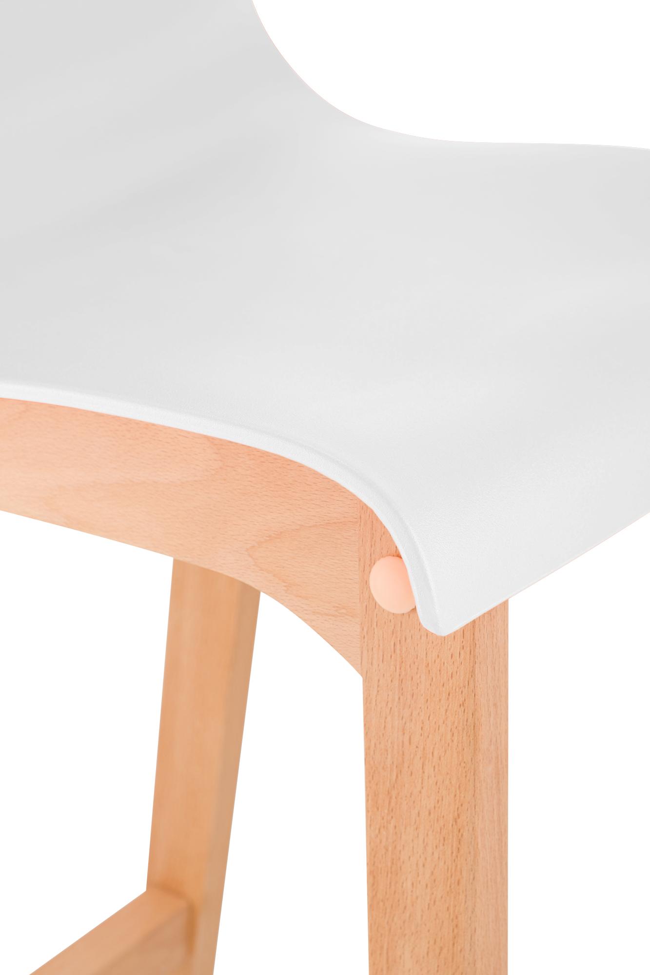 Sgabello da Bar Hover con Seduta in Plastica e Telaio in Legno Natura