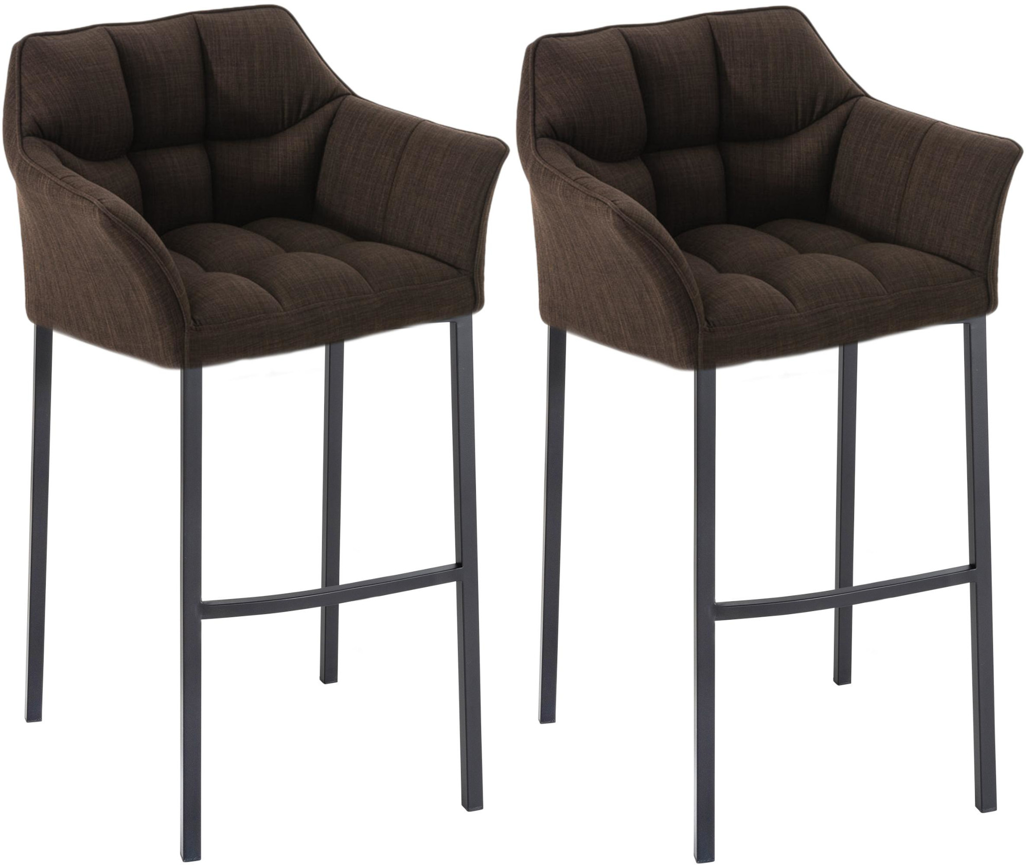 Set di 2 Sgabelli da Bar Damaso in Tessuto con Base a 4 Gambe