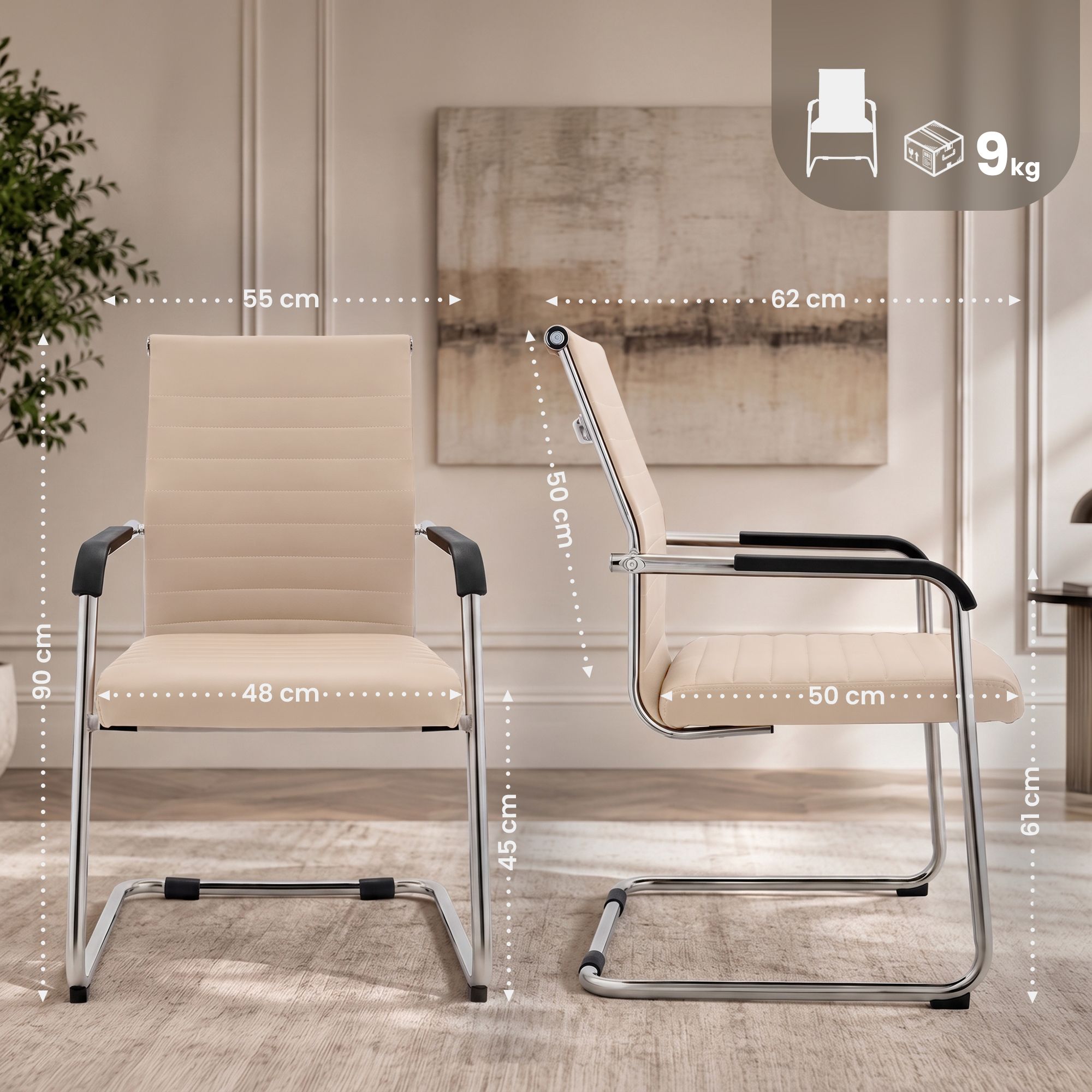 Sedia cantilever Hakon in similpelle