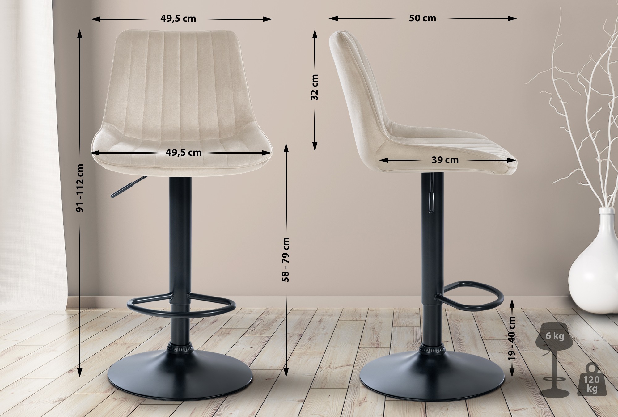 Sgabello Toni Velvet