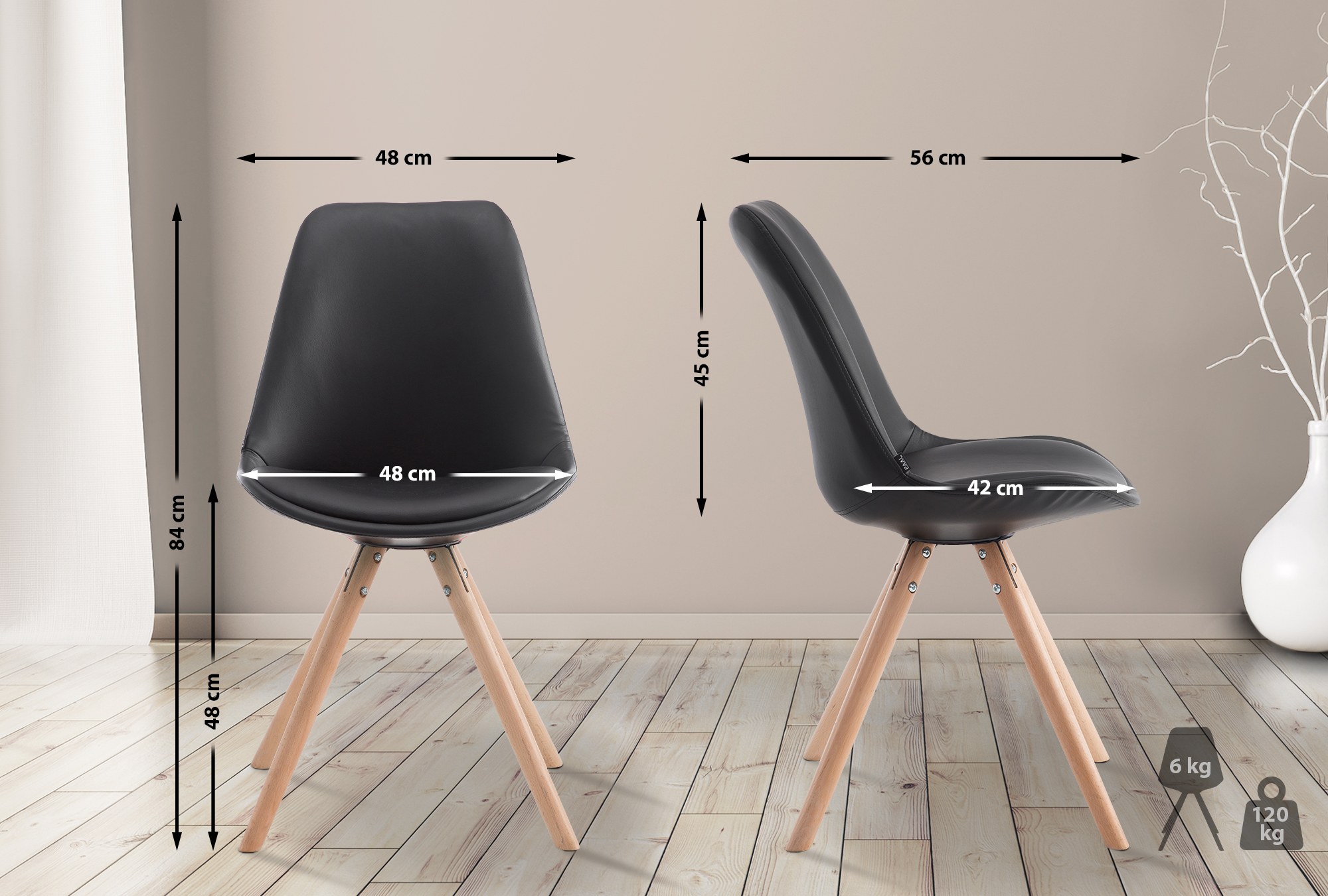 Sedia visitatore Laval in similpelle gambe tonde