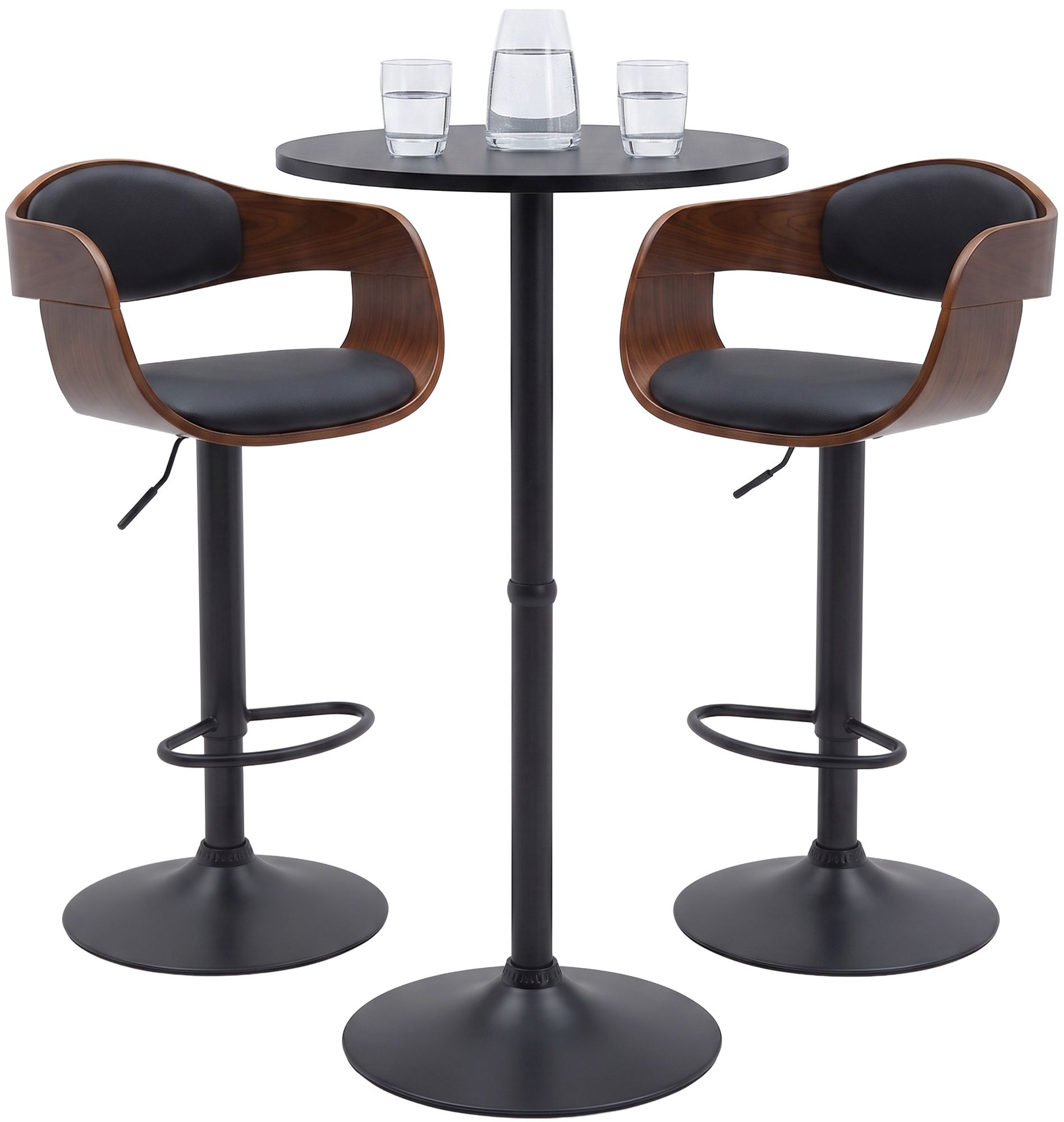 Set tavolo bar Kivo con due sgabelli da bar