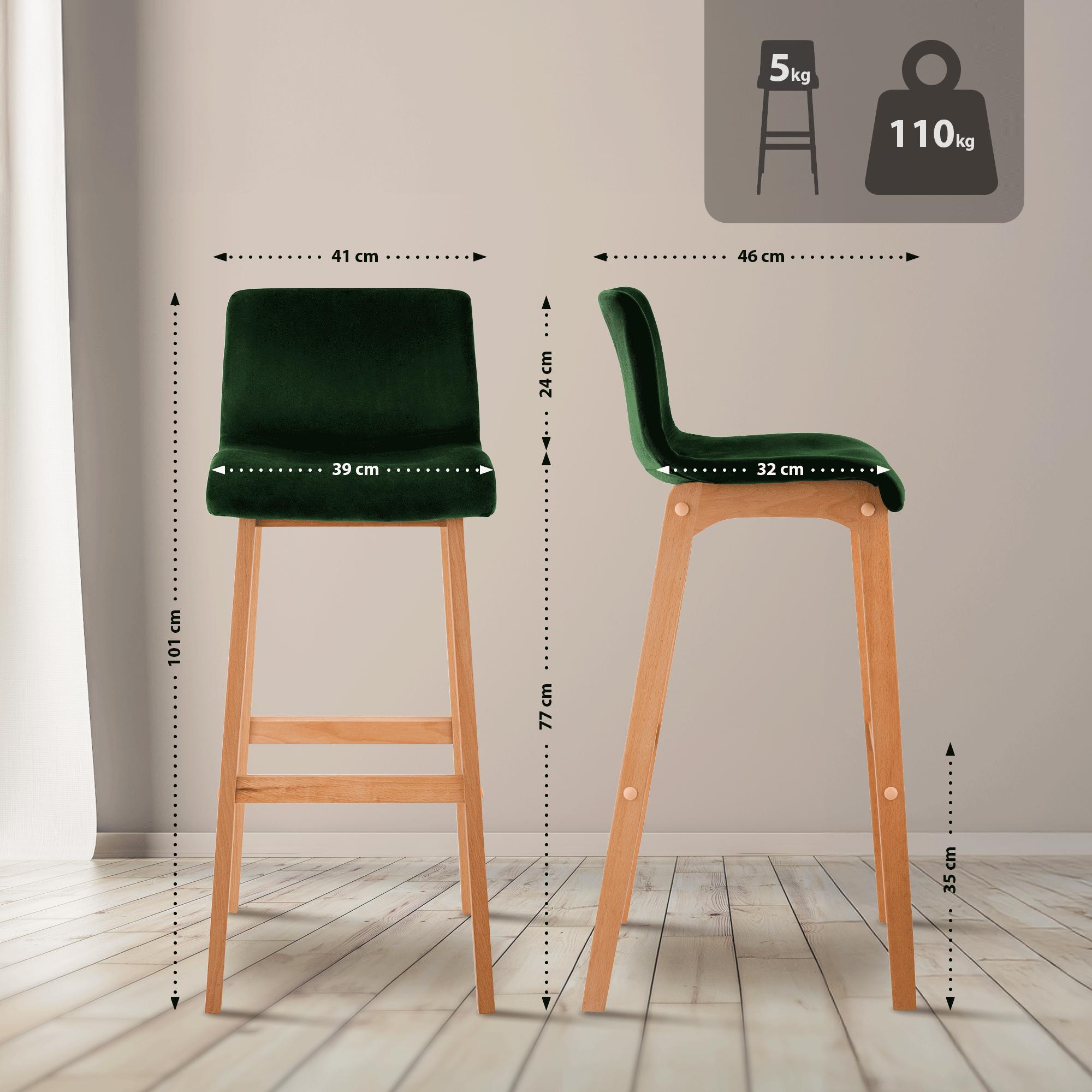 Sgabello Bar Hover Velluto Base a Quattro Gambe Natura
