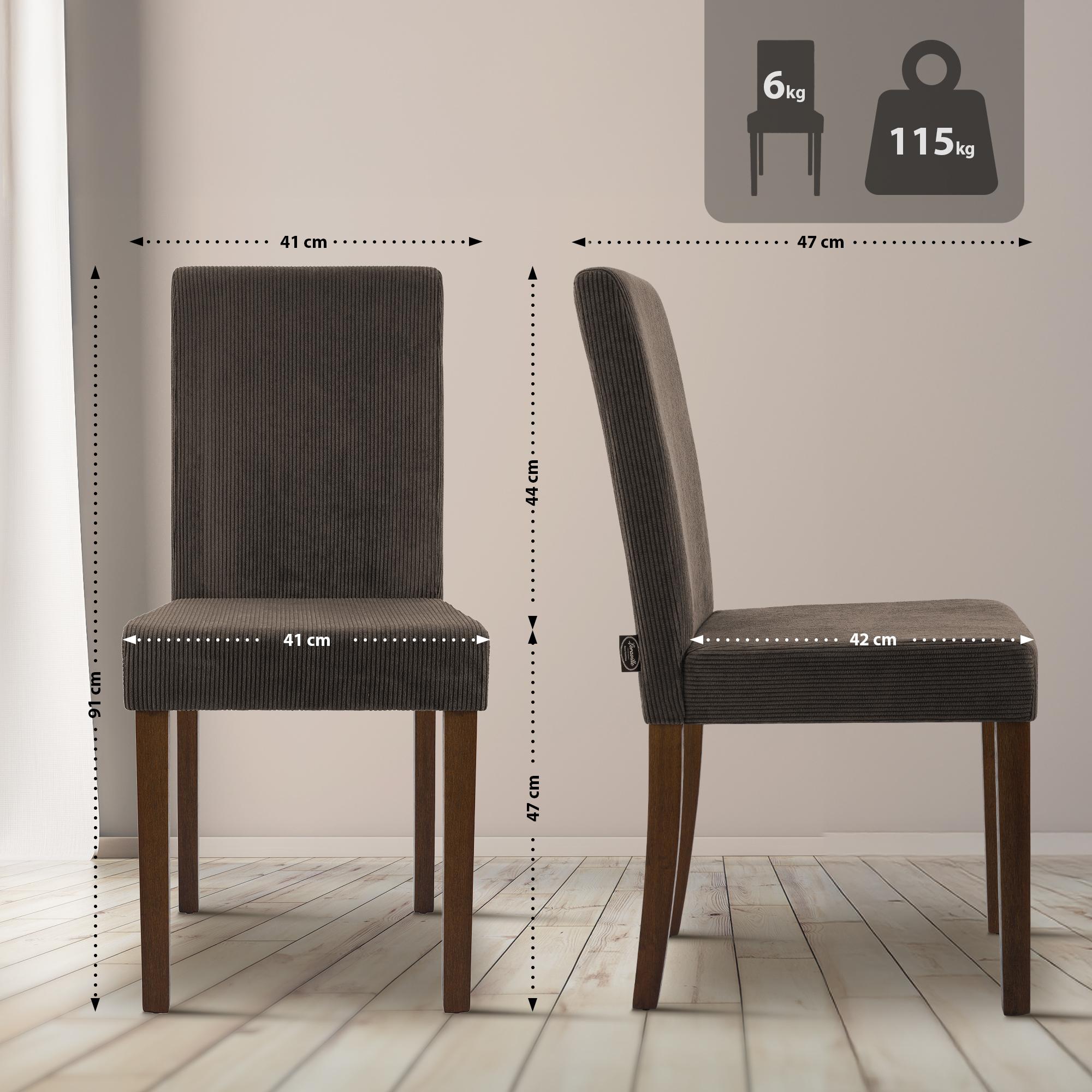 Set di 2 Sedie da Sala da Pranzo Ina in Velluto a Coste