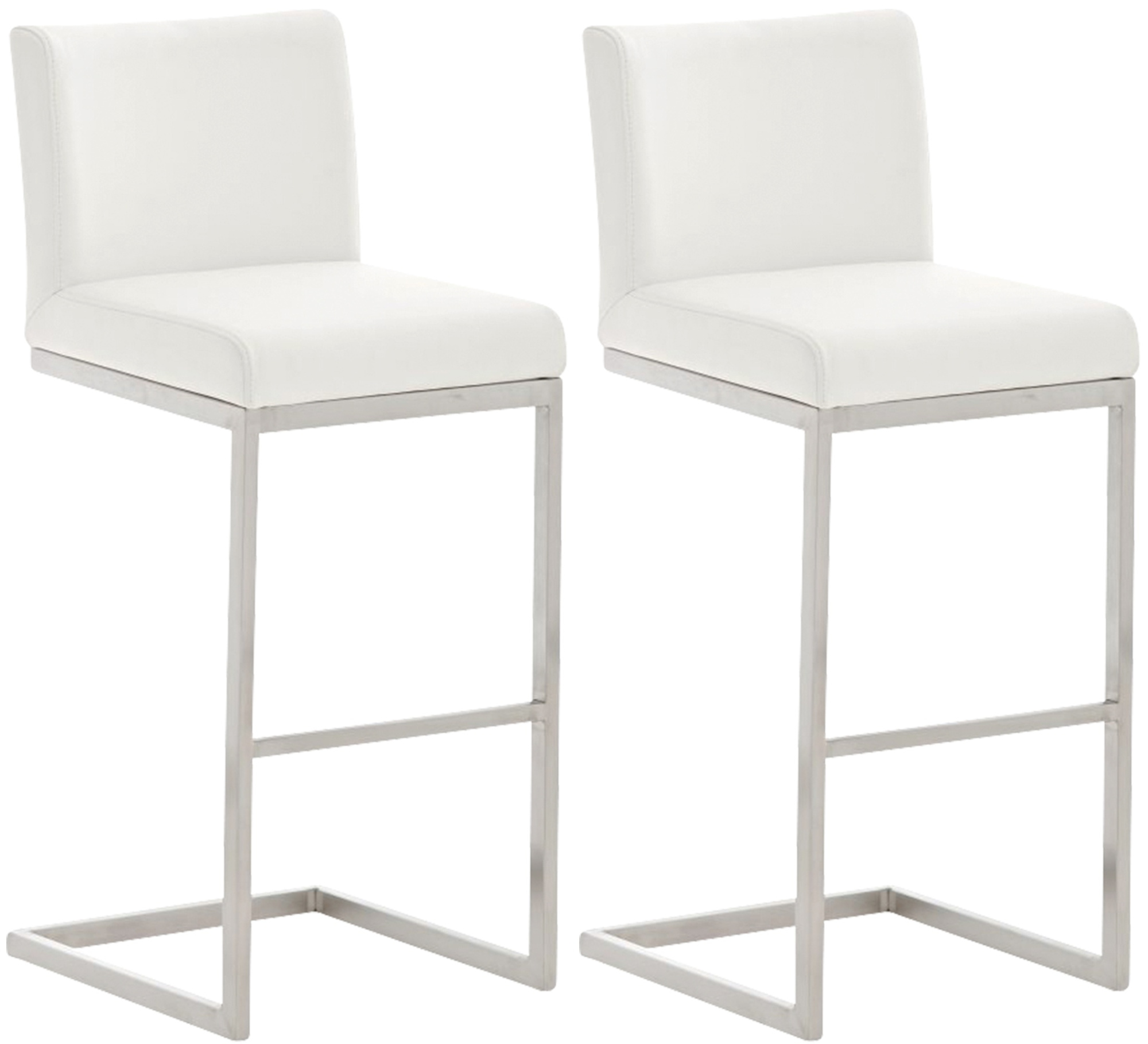 Set di 2 sgabelli Paros in acciaio e similpelle bianco