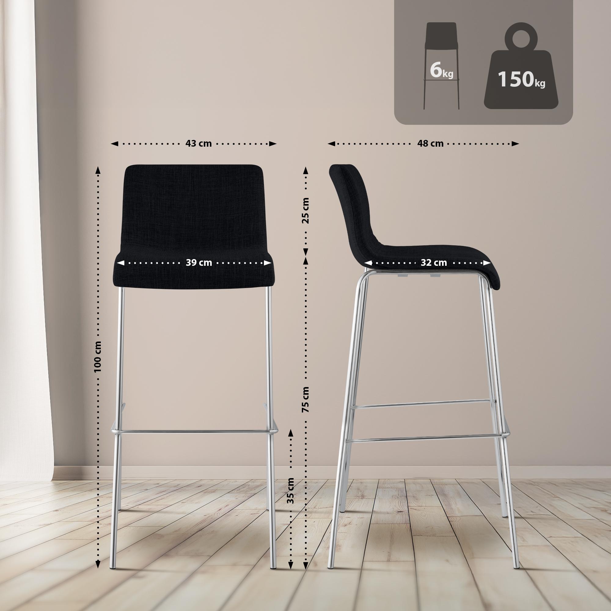 Set da 2 sgabelli da bar Hover in tessuto con base a 4 gambe