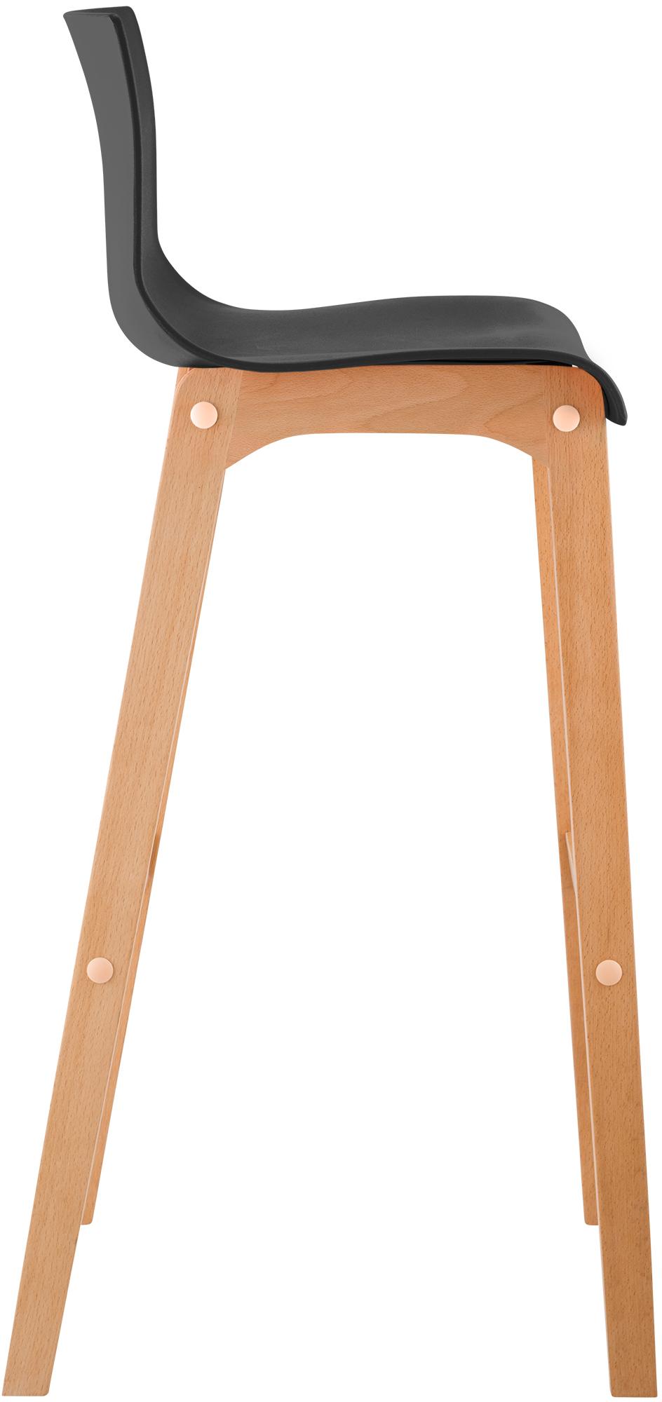 Sgabello da Bar Hover con Seduta in Plastica e Telaio in Legno Natura
