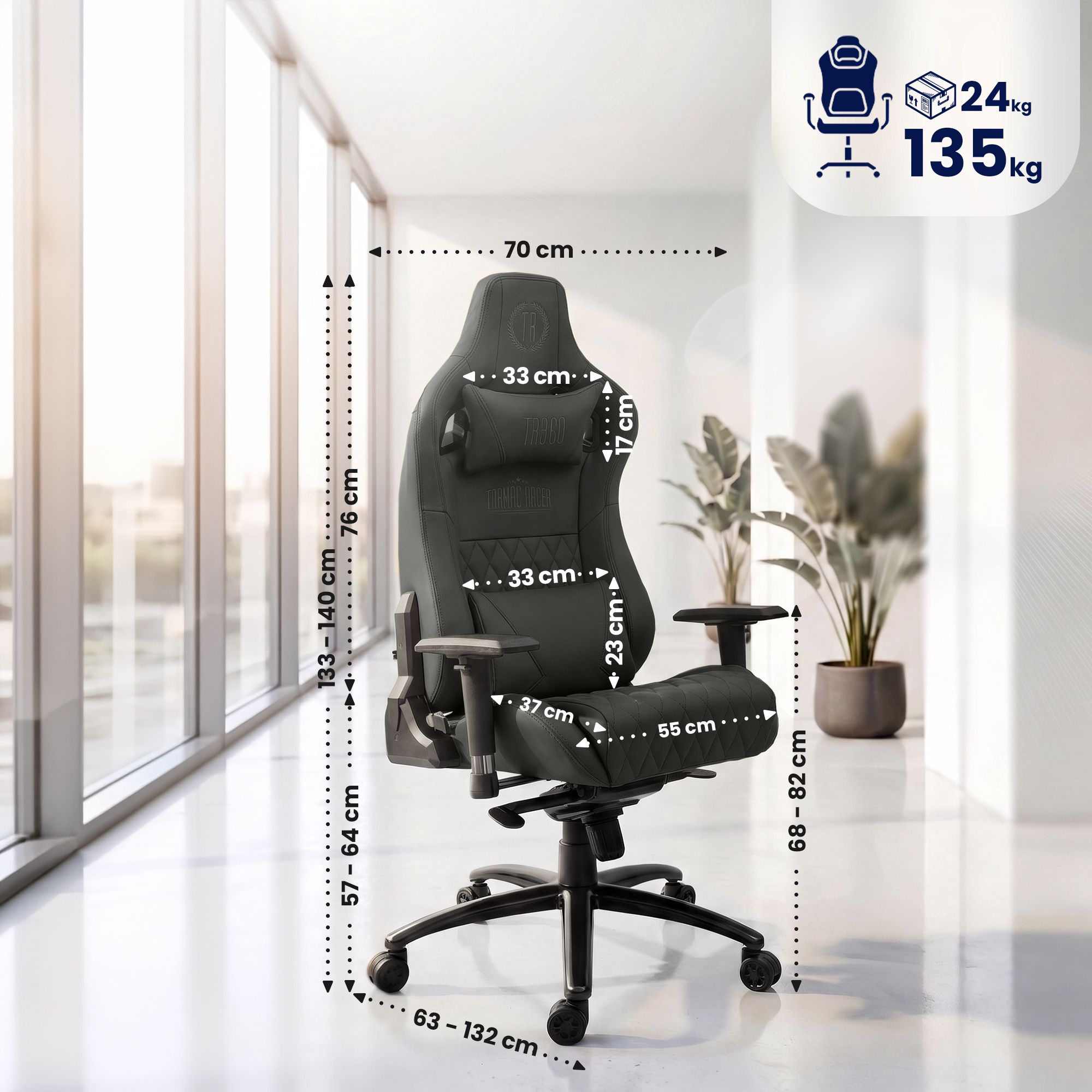 Sedia da ufficio Keren in pelle vera