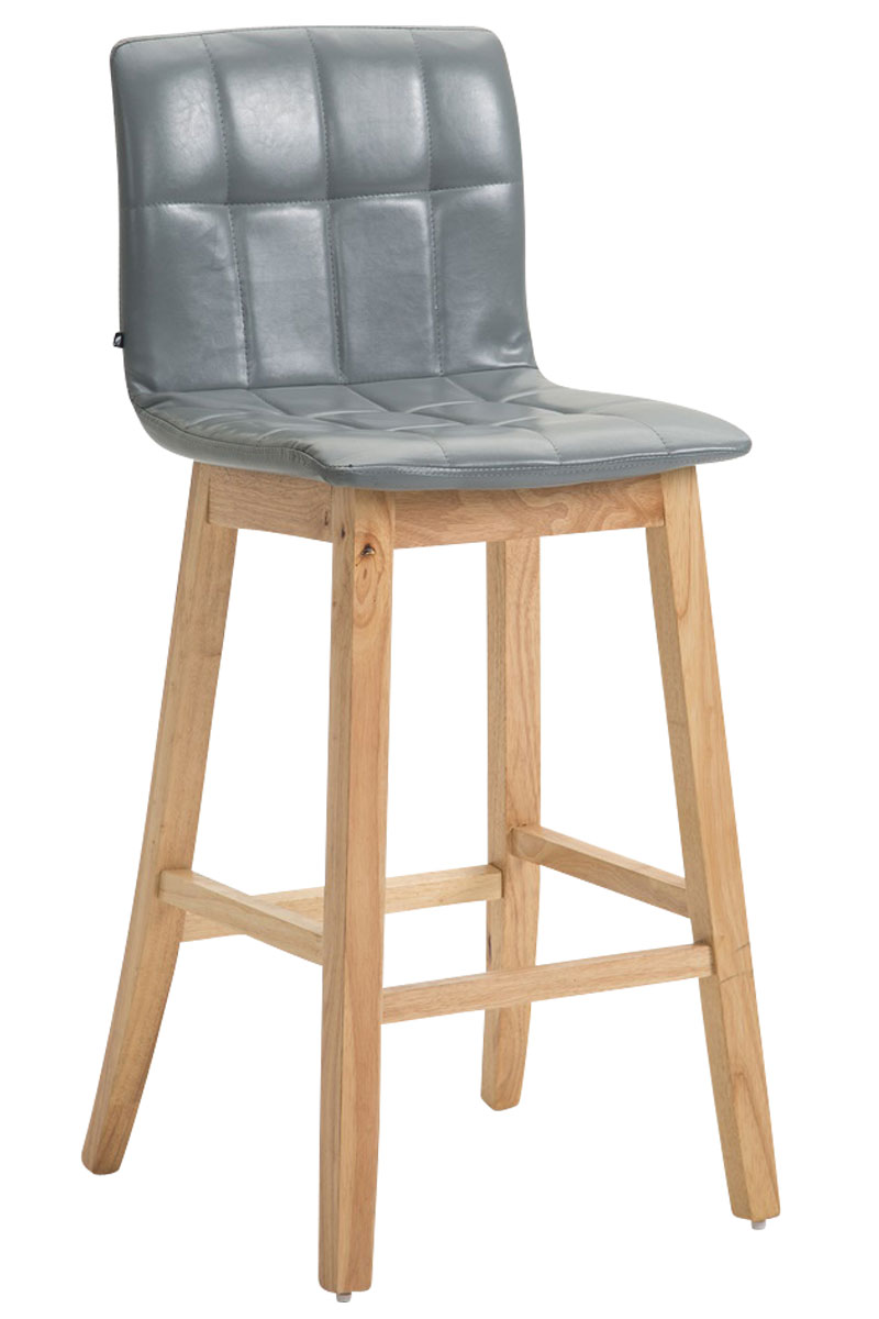Set 2 Sgabelli Bar BREGENZ in Similpelle e Legno grigio natura
