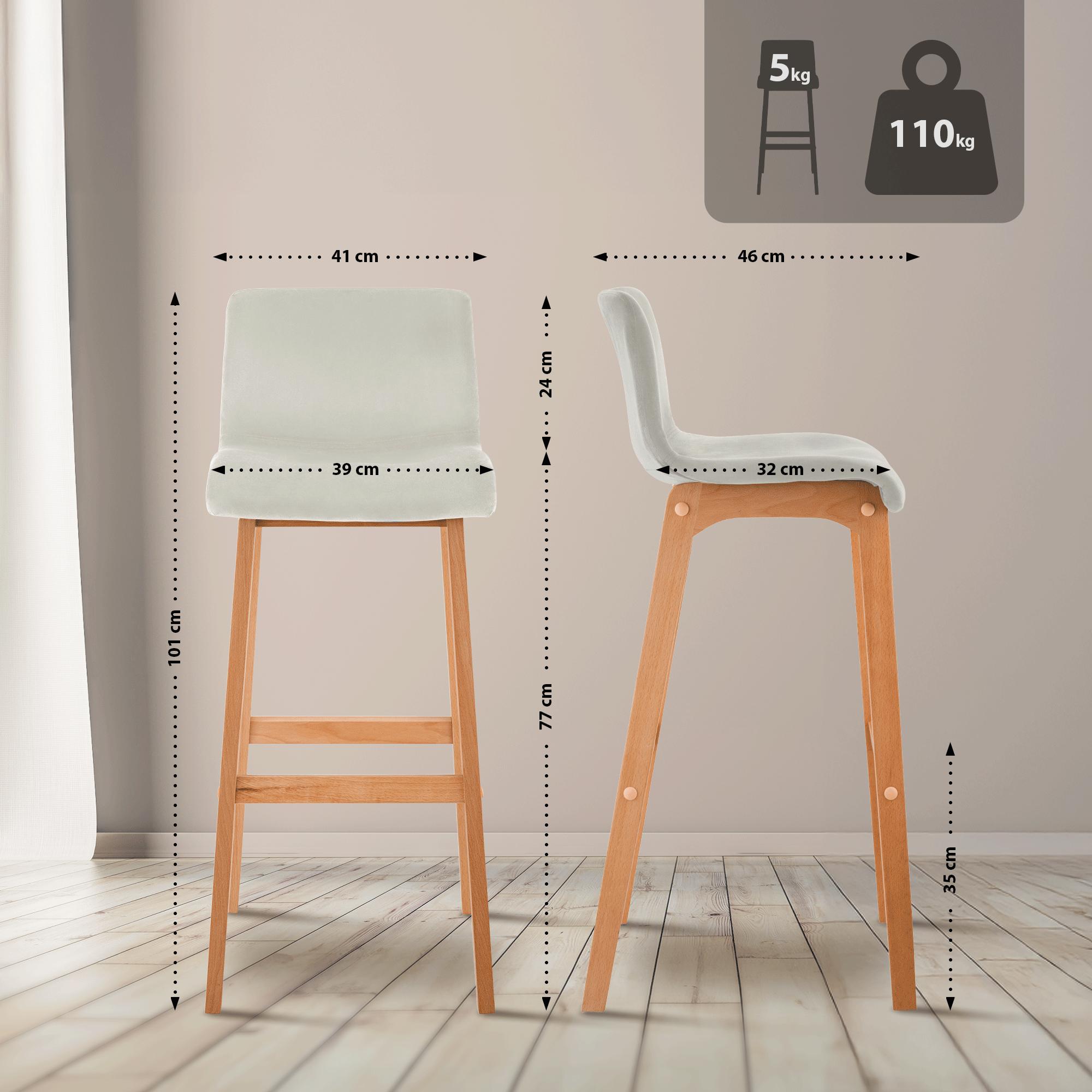 Sgabello Bar Hover Velluto Base a Quattro Gambe Natura