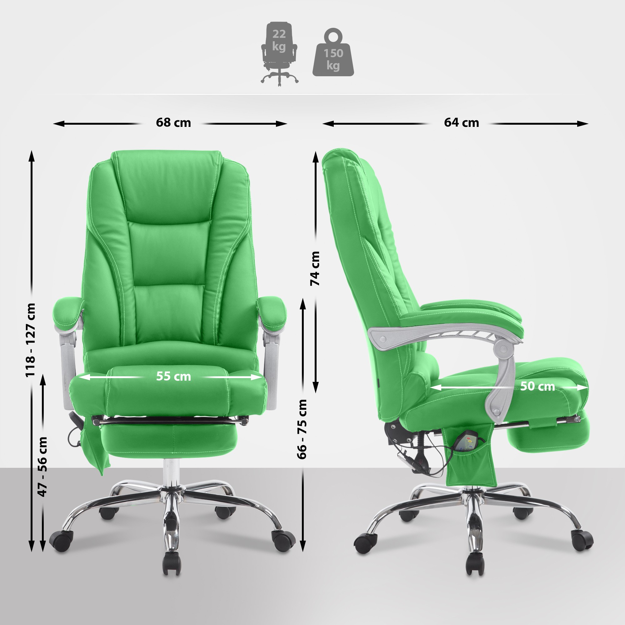 Sedia da ufficio Pacific con funzione massaggio in similpelle
