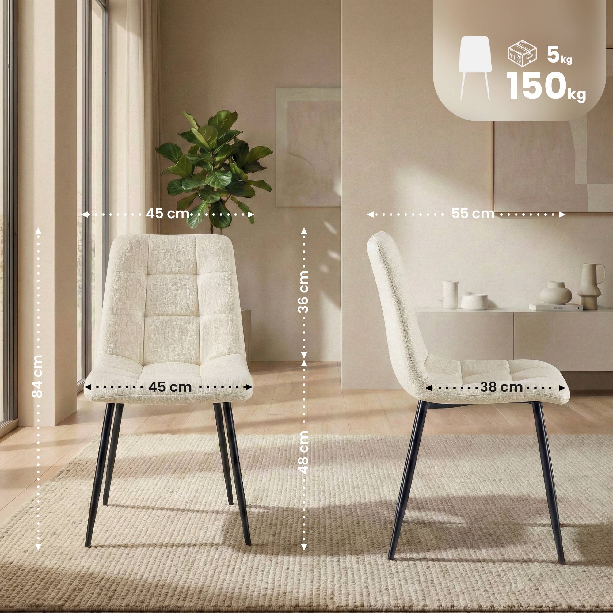 Set da 4 sedie da pranzo Antibes in tessuto