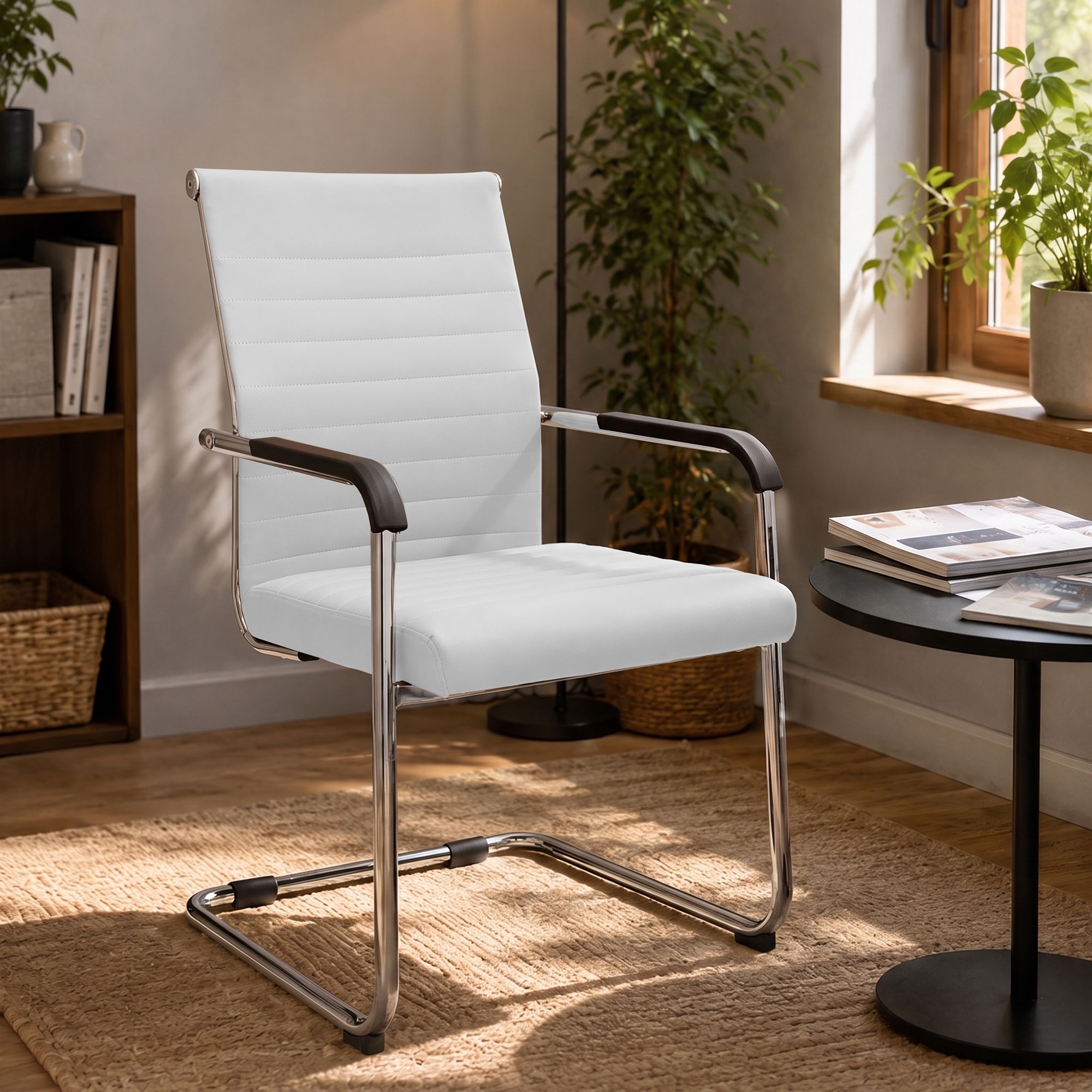 Sedia cantilever Hakon in similpelle