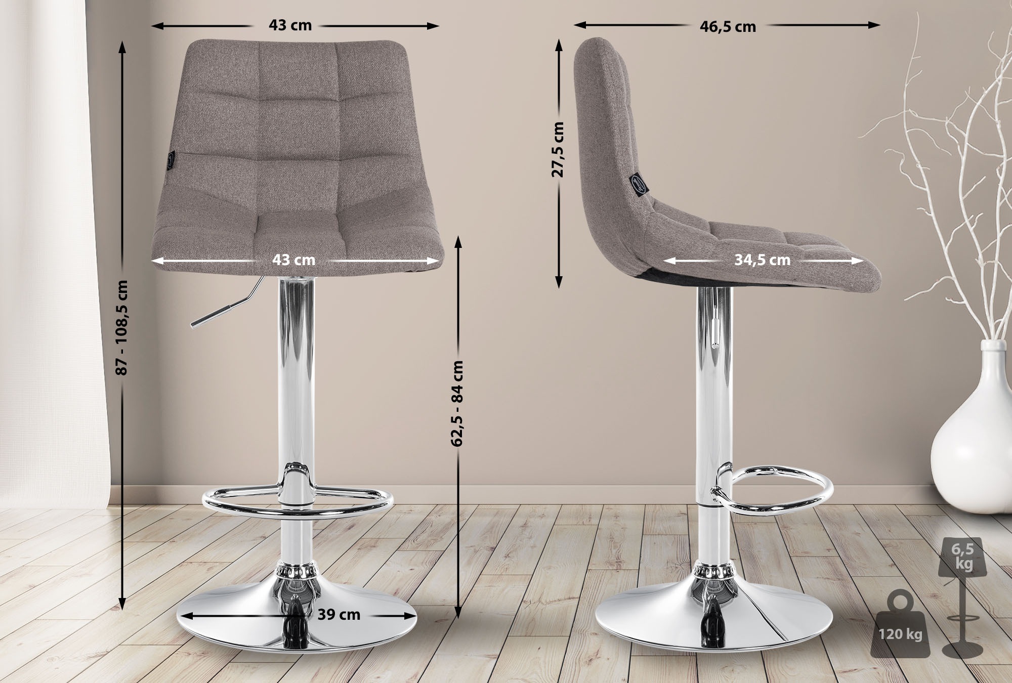 Set di 2 sgabelli da bar Jerry Fabric
