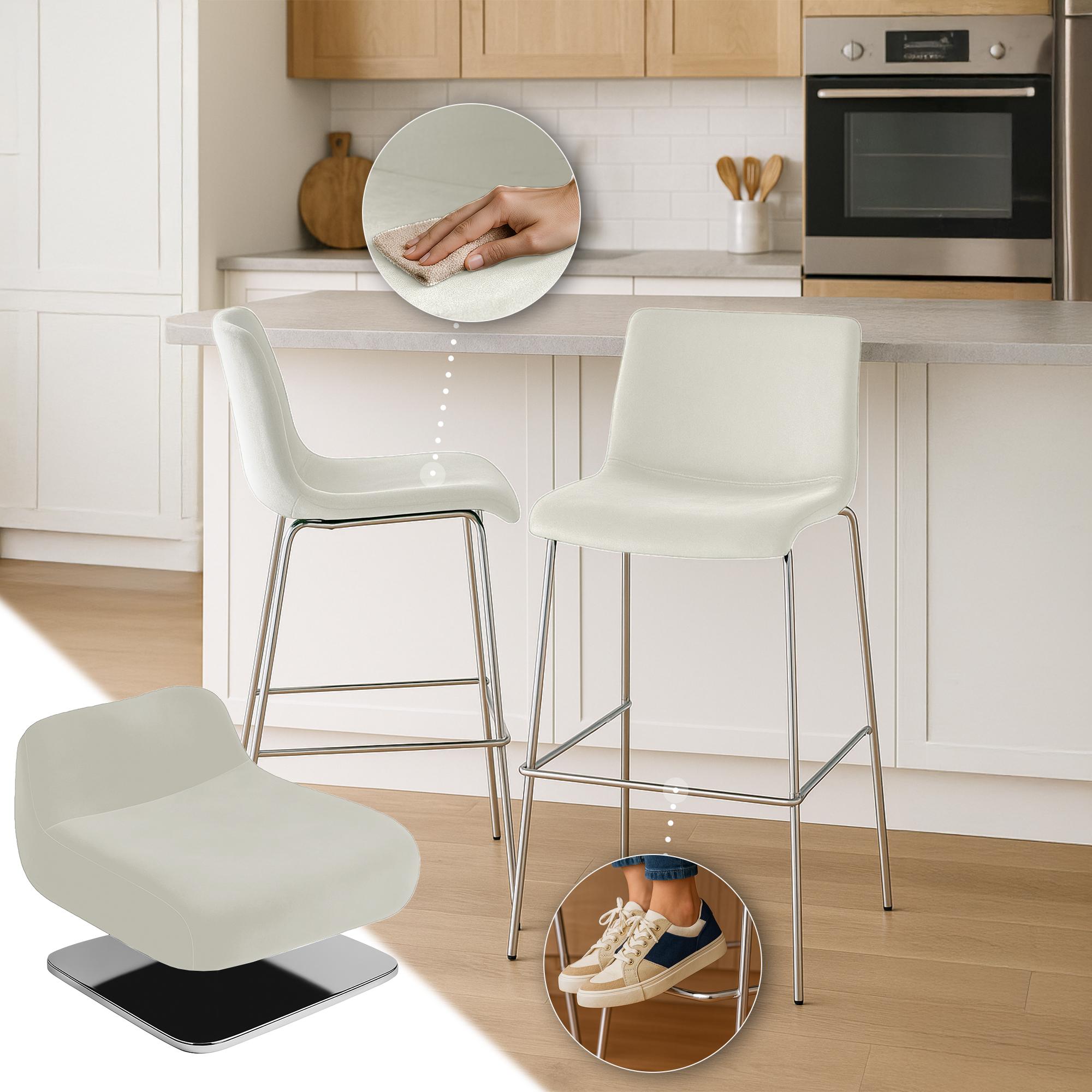 Sgabello da Bar Hover, Velluto, Gambe Cromate
