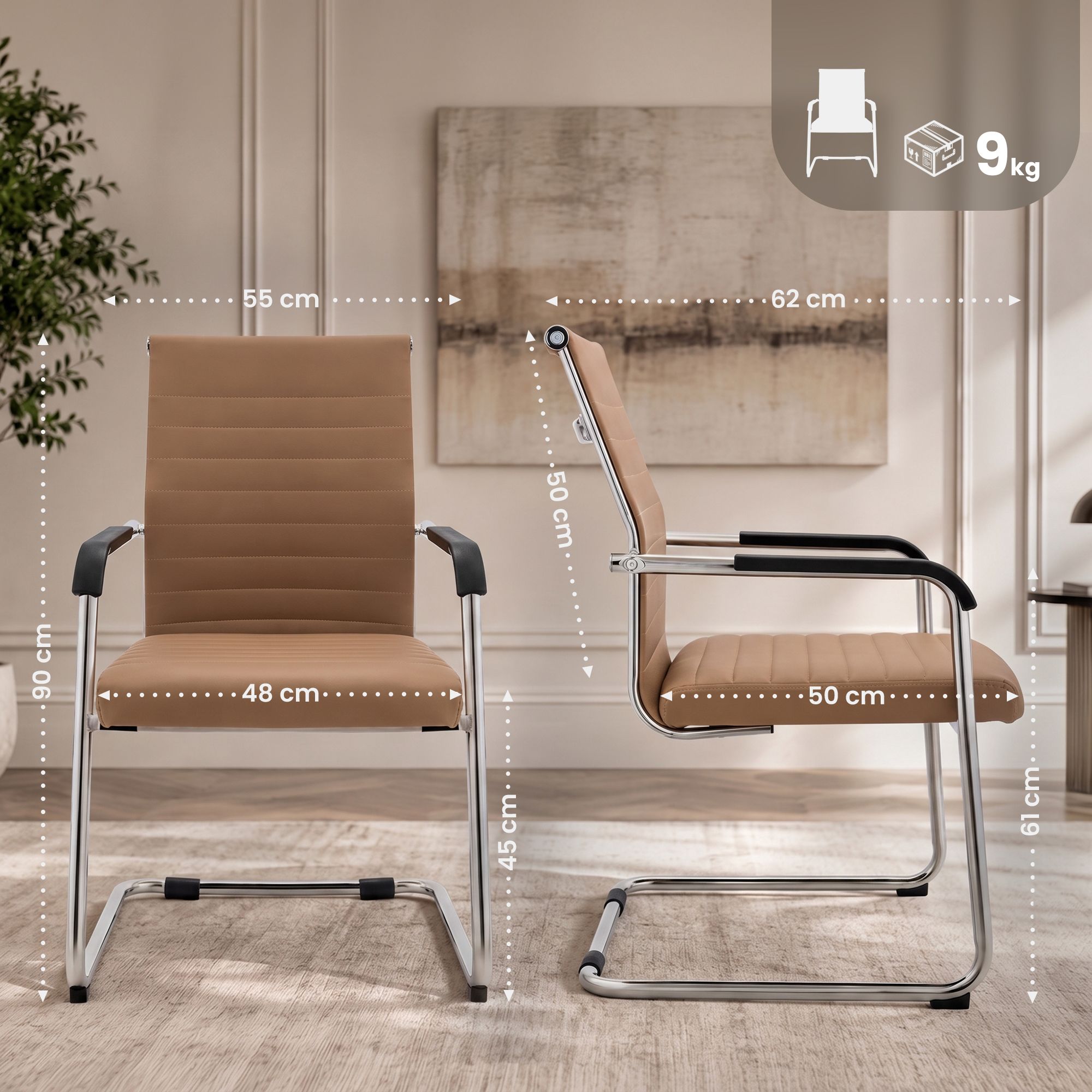 Sedia cantilever Hakon in similpelle