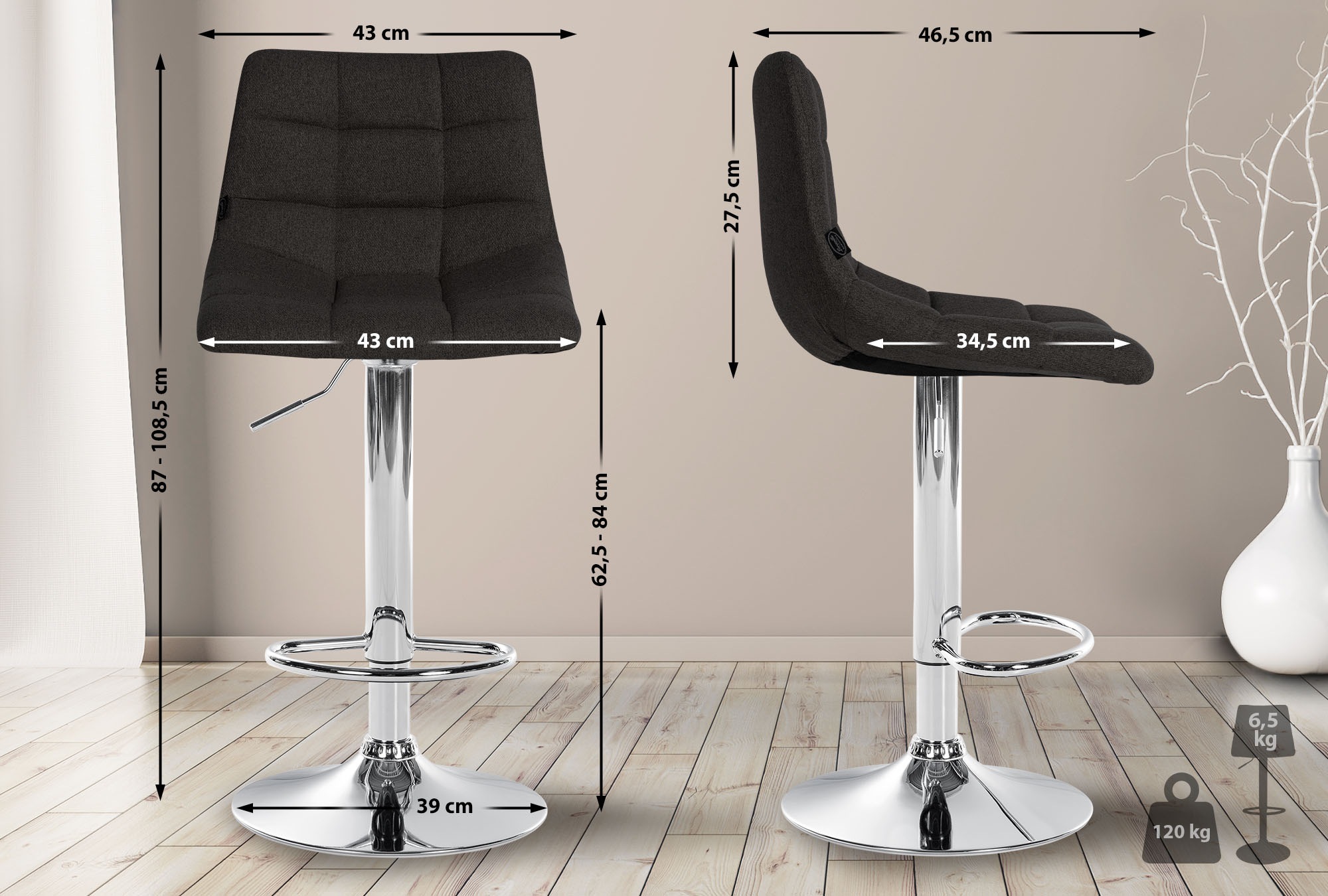 Set di 2 sgabelli da bar Jerry Fabric