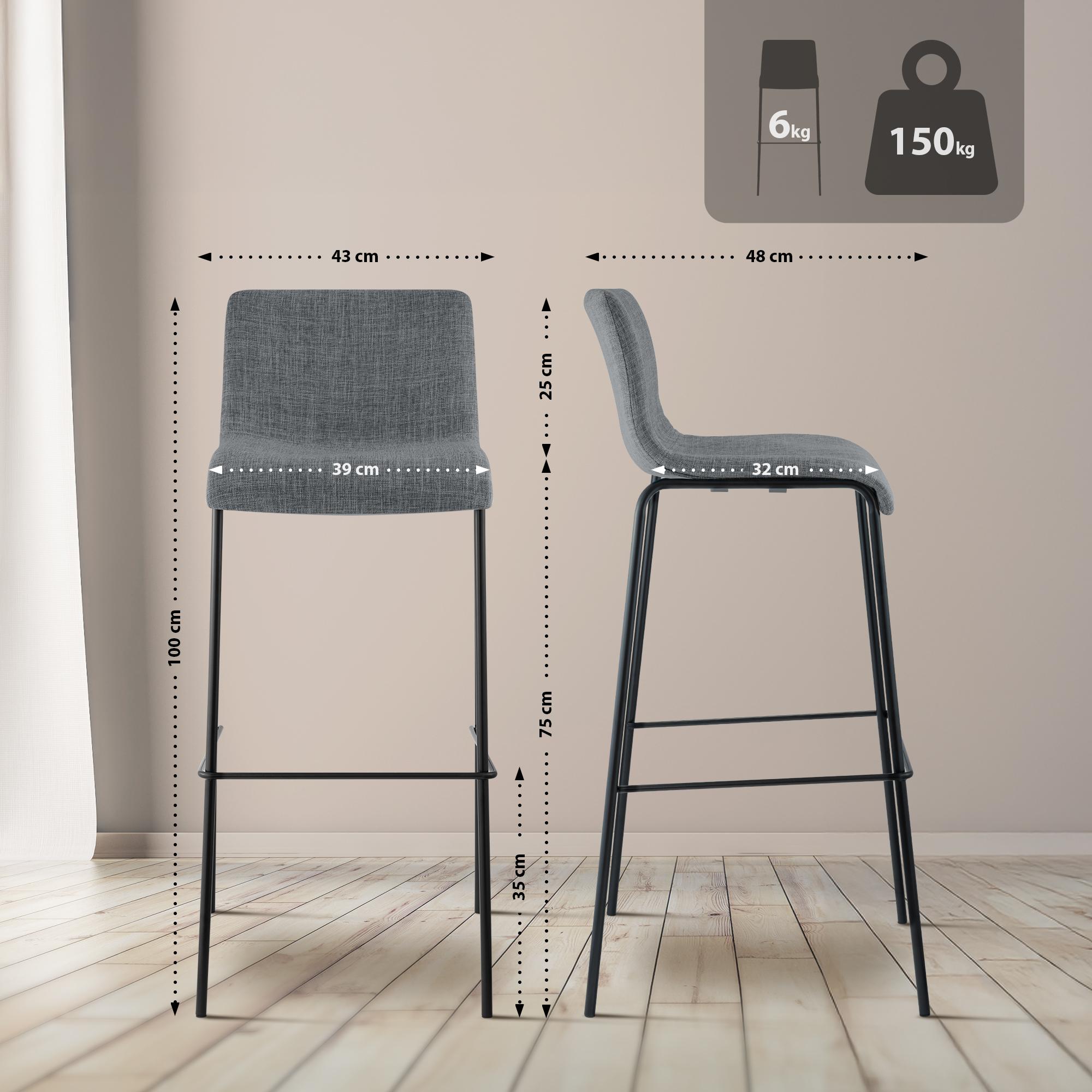 Sgabello da bar Hover in tessuto con base a quattro gambe