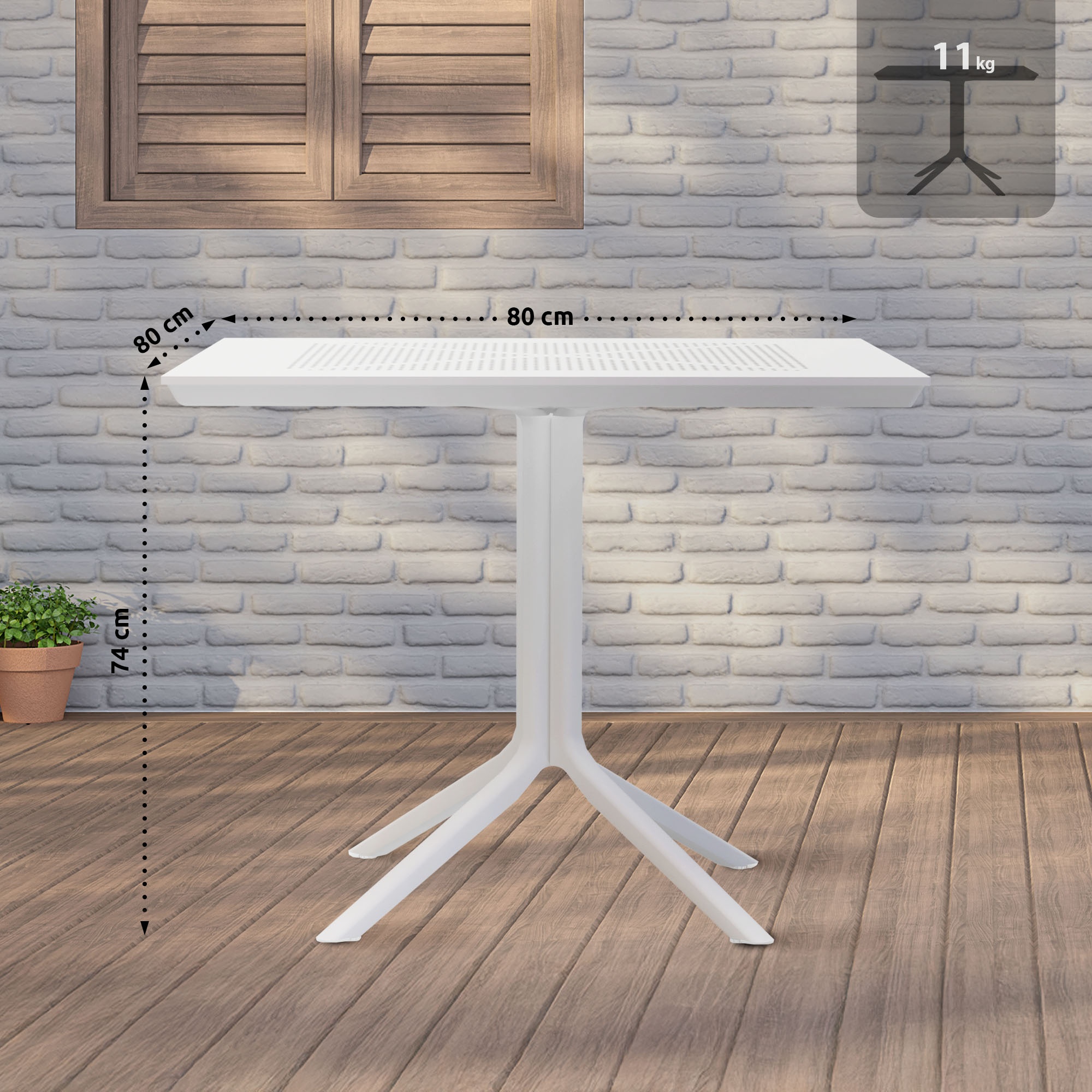 Tavolo da giardino Lenval 80x80 cm Tavolo da esterno in bianco o nero