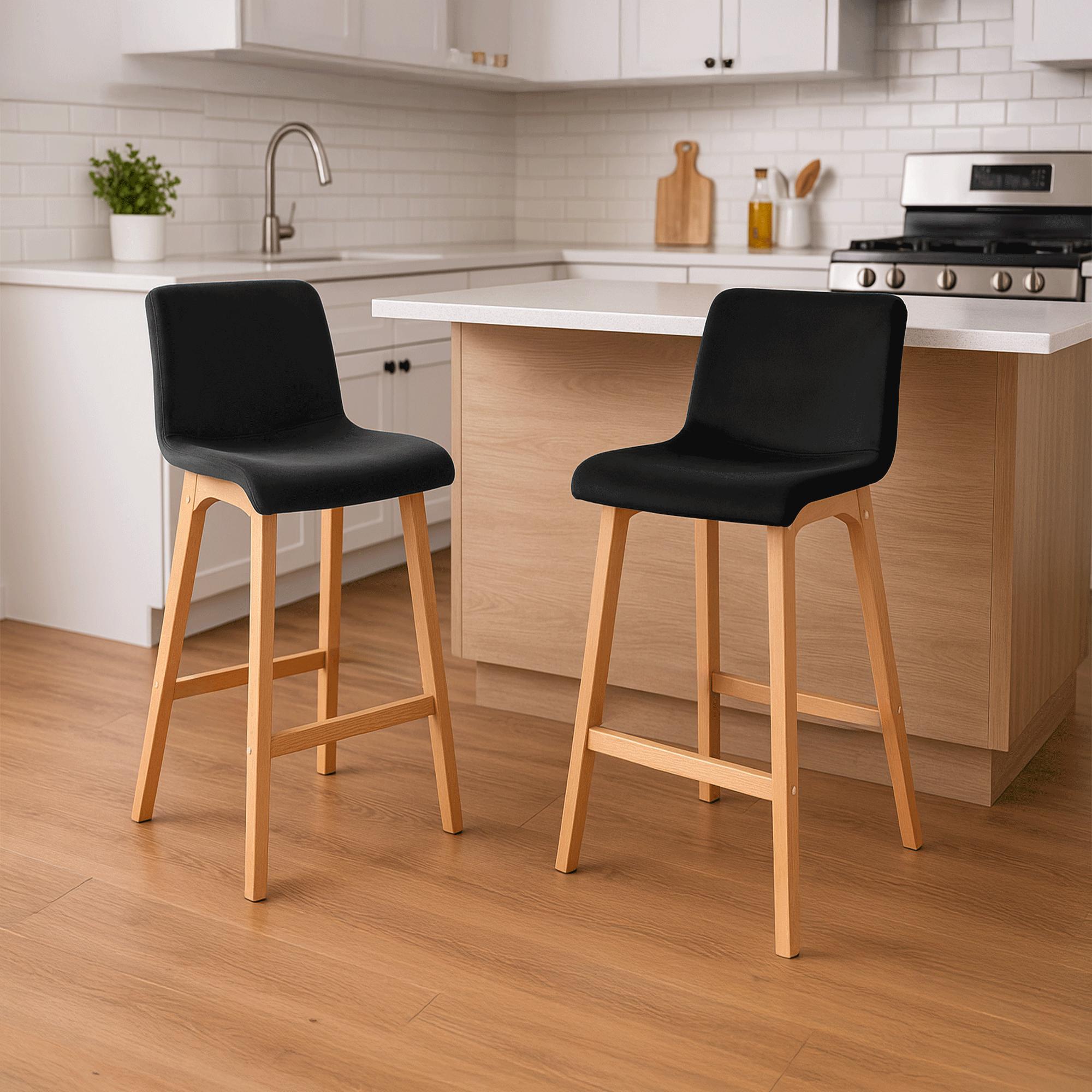 Sgabello Bar Hover Velluto Base a Quattro Gambe Natura