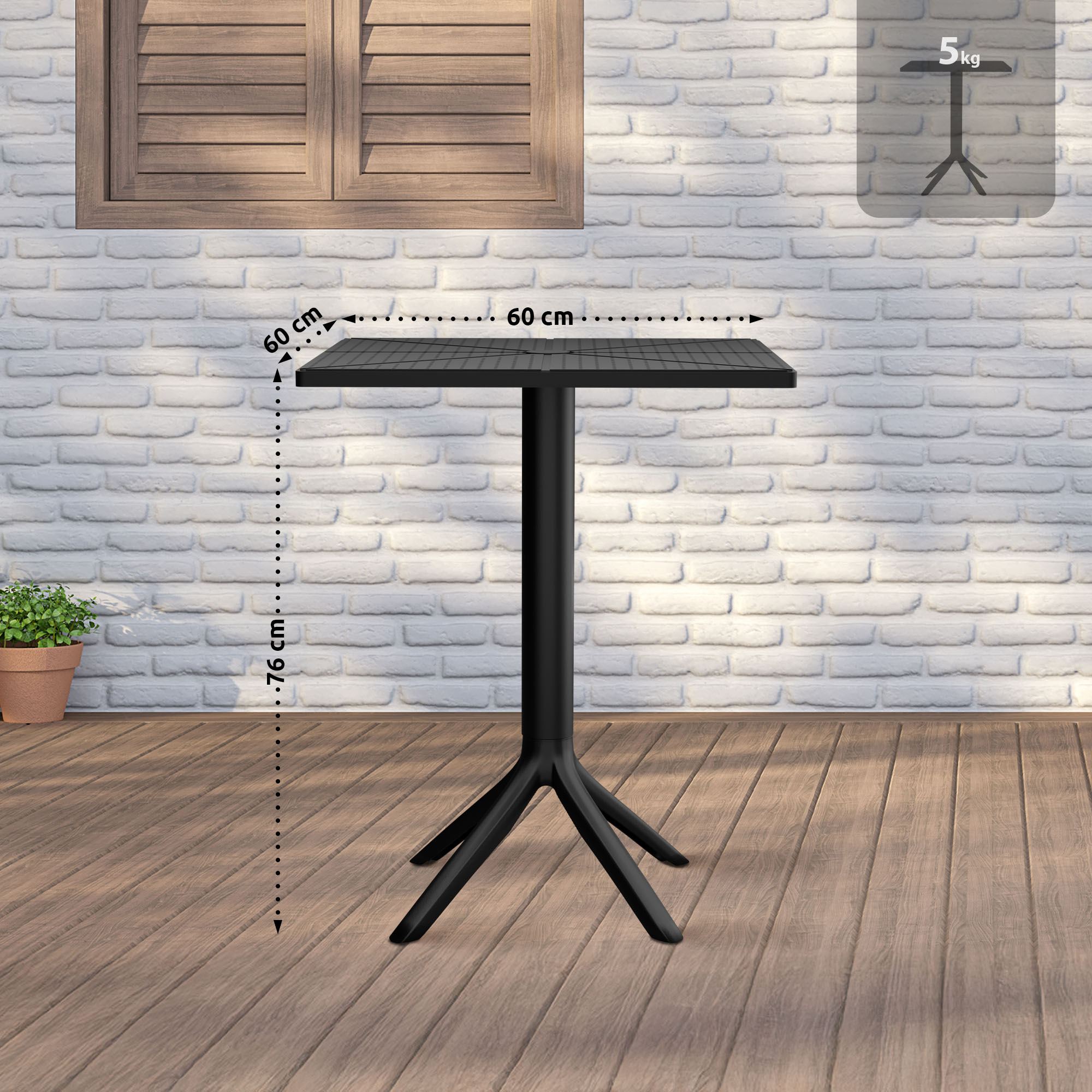 Tavolo da giardino Nuvela 60 x 60 cm Resistente alle intemperie, ai raggi UV, facile da pulire