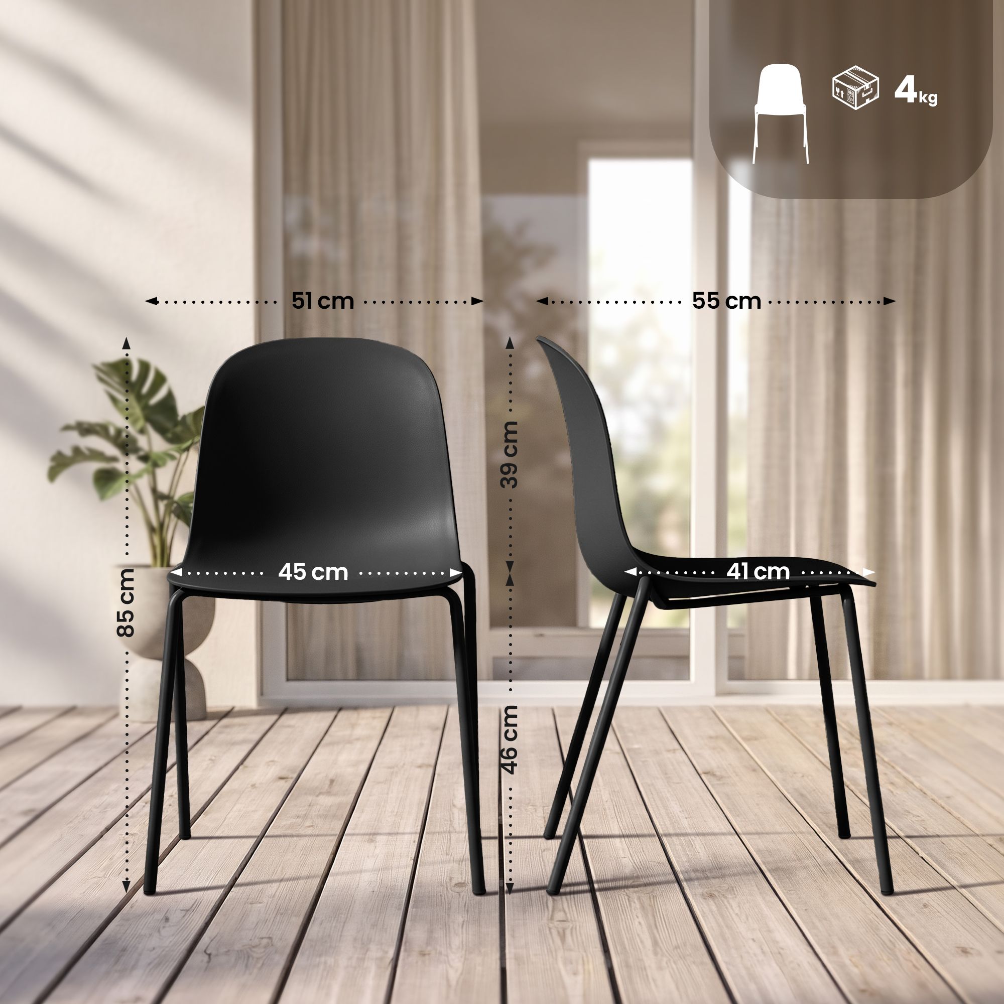 Sedia Hardin elegante e resistente ideale per casa o ufficio design moderno facile da pulire