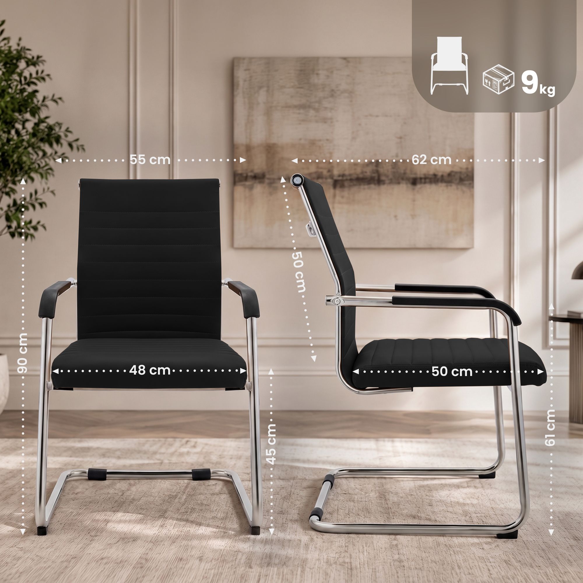 Sedia cantilever Hakon in similpelle