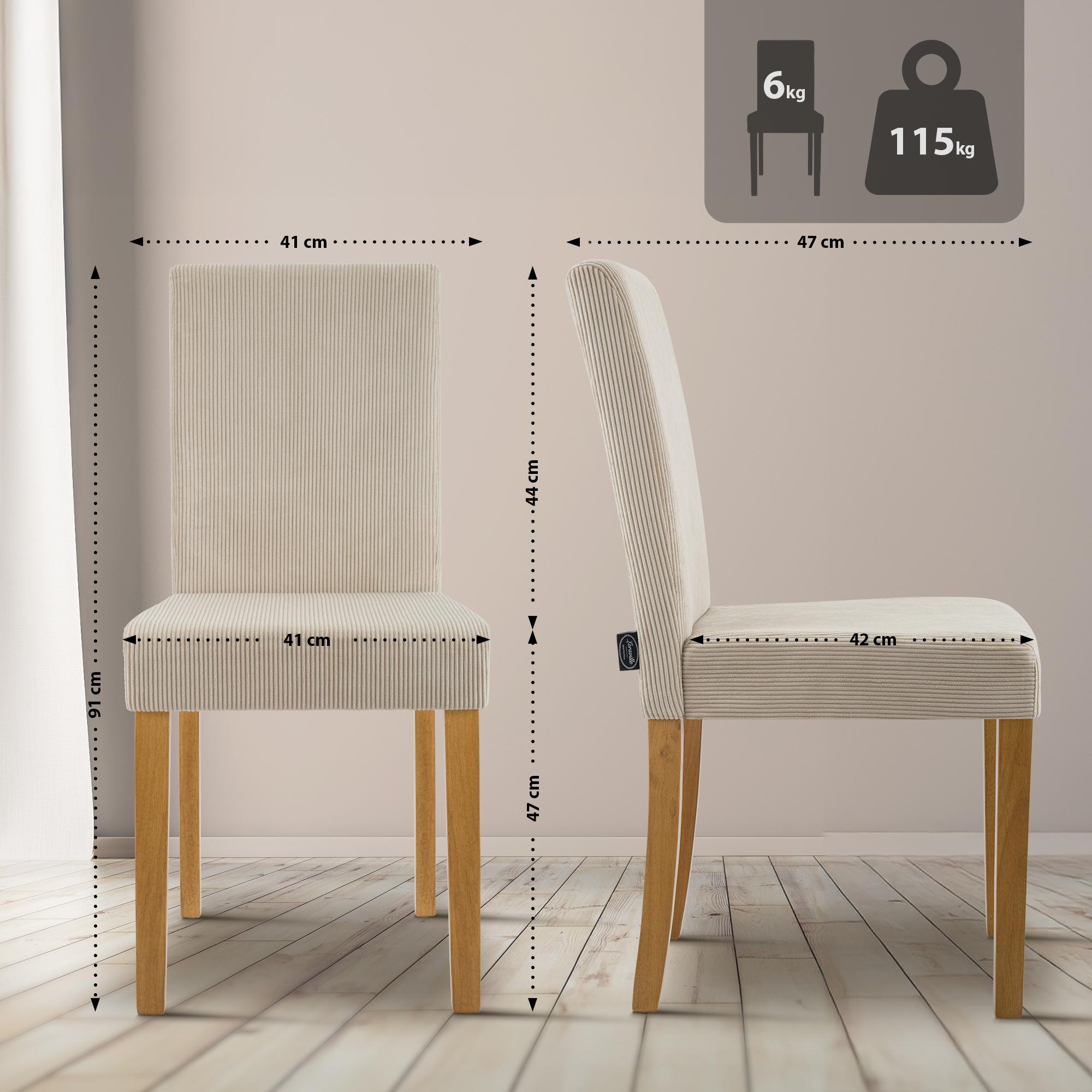 Set di 2 Sedie da Sala da Pranzo Ina in Velluto a Coste