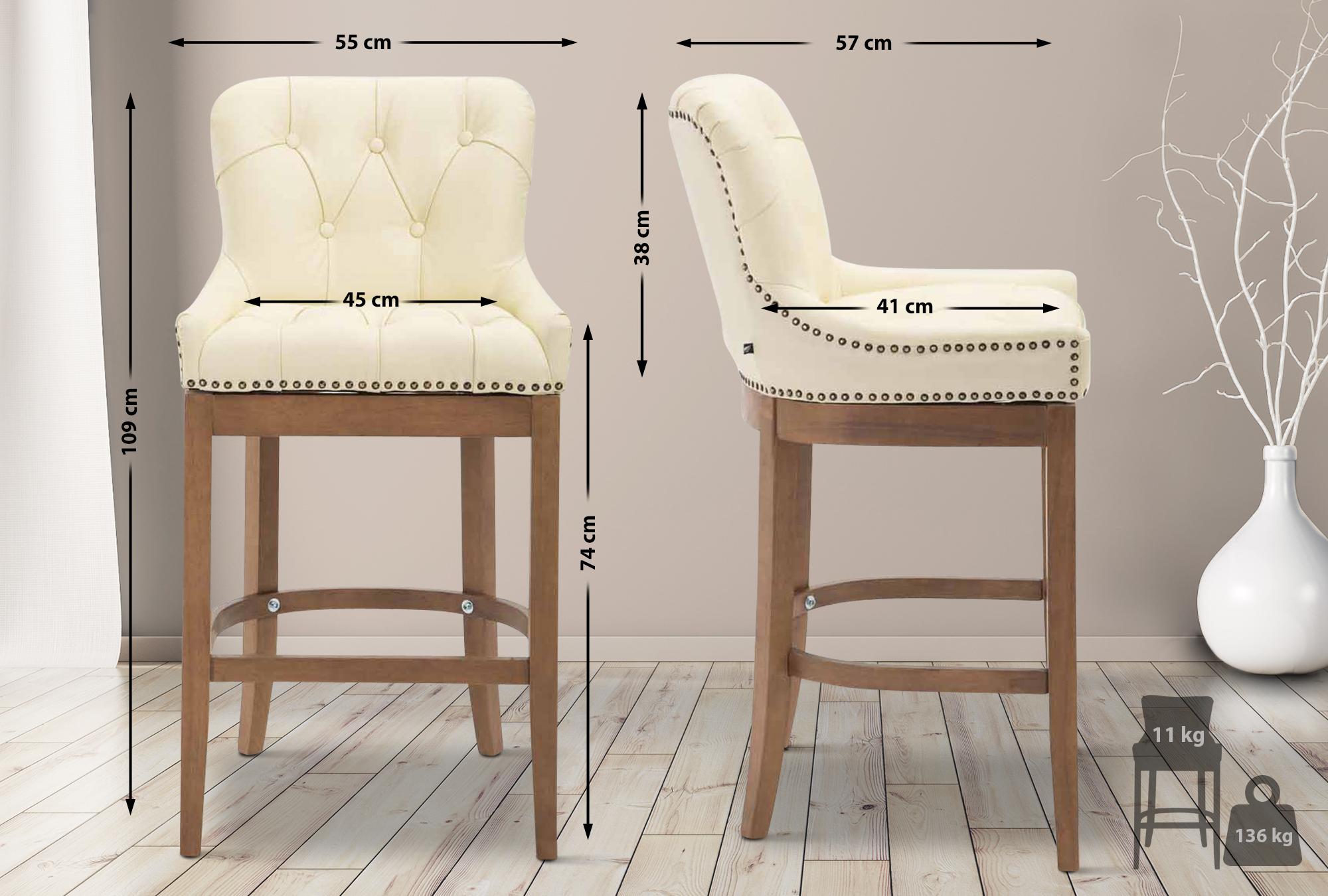 Sgabello Lakewood vera pelle antico-chiaro