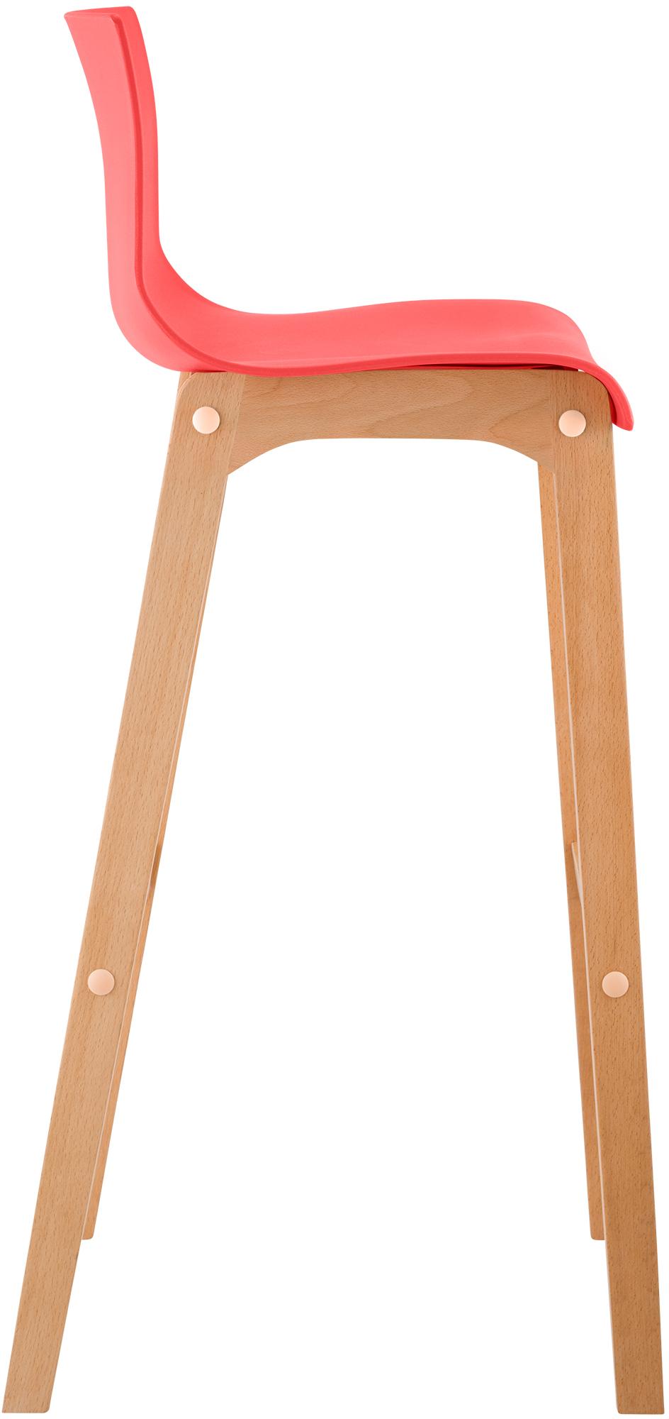 Sgabello da Bar Hover con Seduta in Plastica e Telaio in Legno Natura