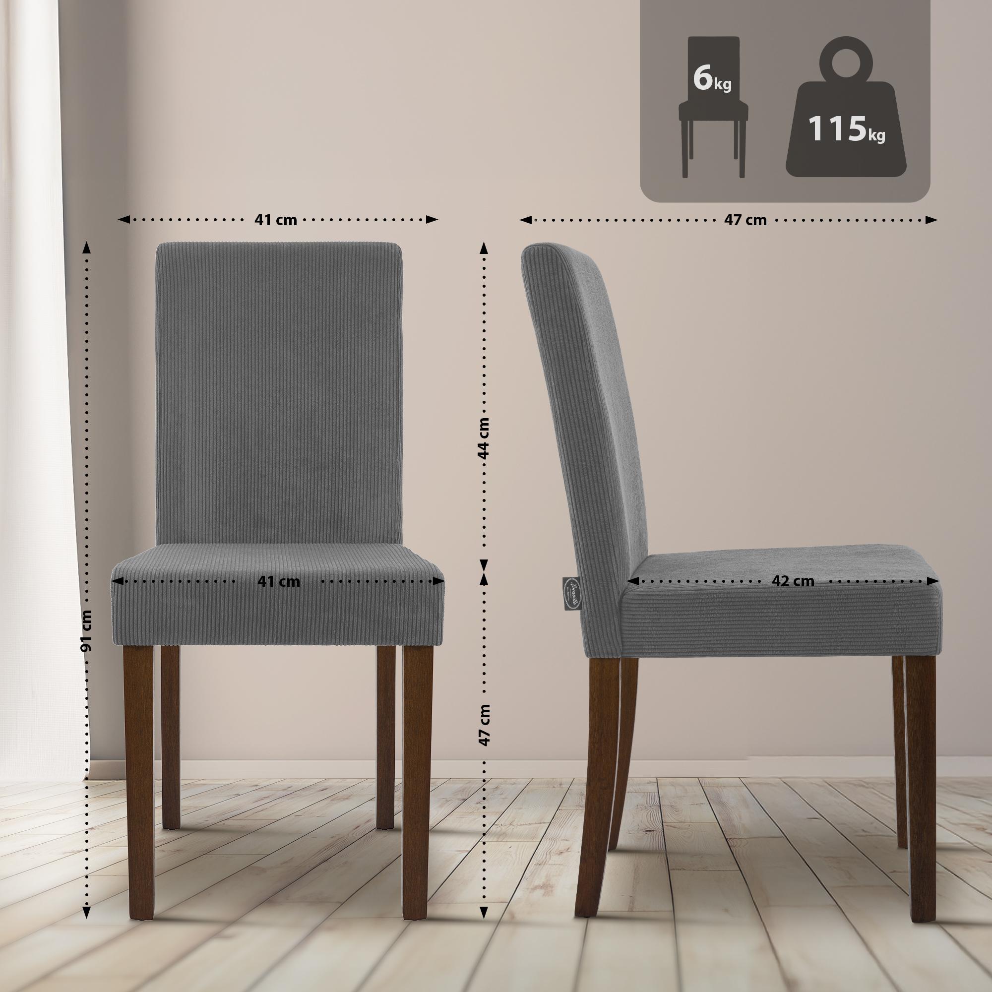 Set di 2 Sedie da Sala da Pranzo Ina in Velluto a Coste