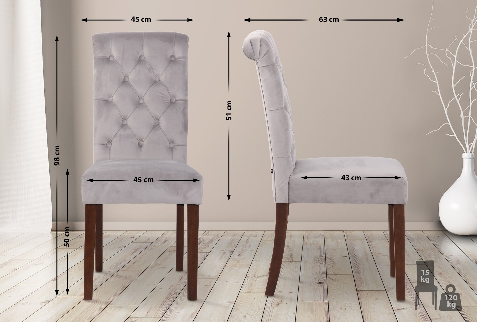 Sedia da cucina Lisburn design Chesterfield