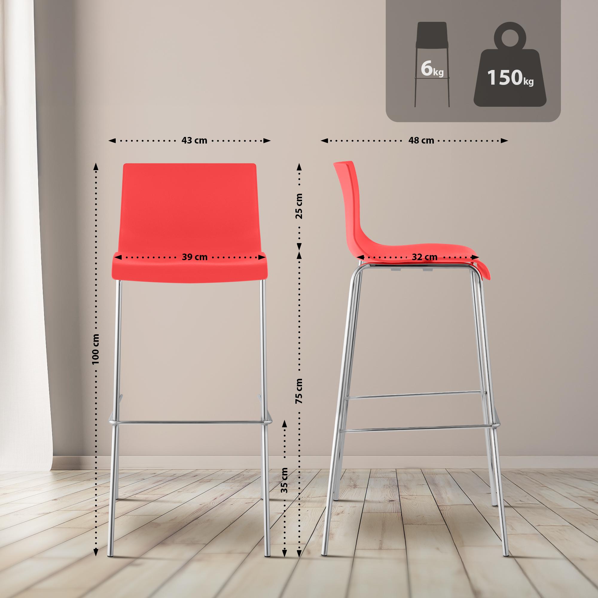 Sgabello da Bar Hover Plastica Struttura a 4 Gambe
