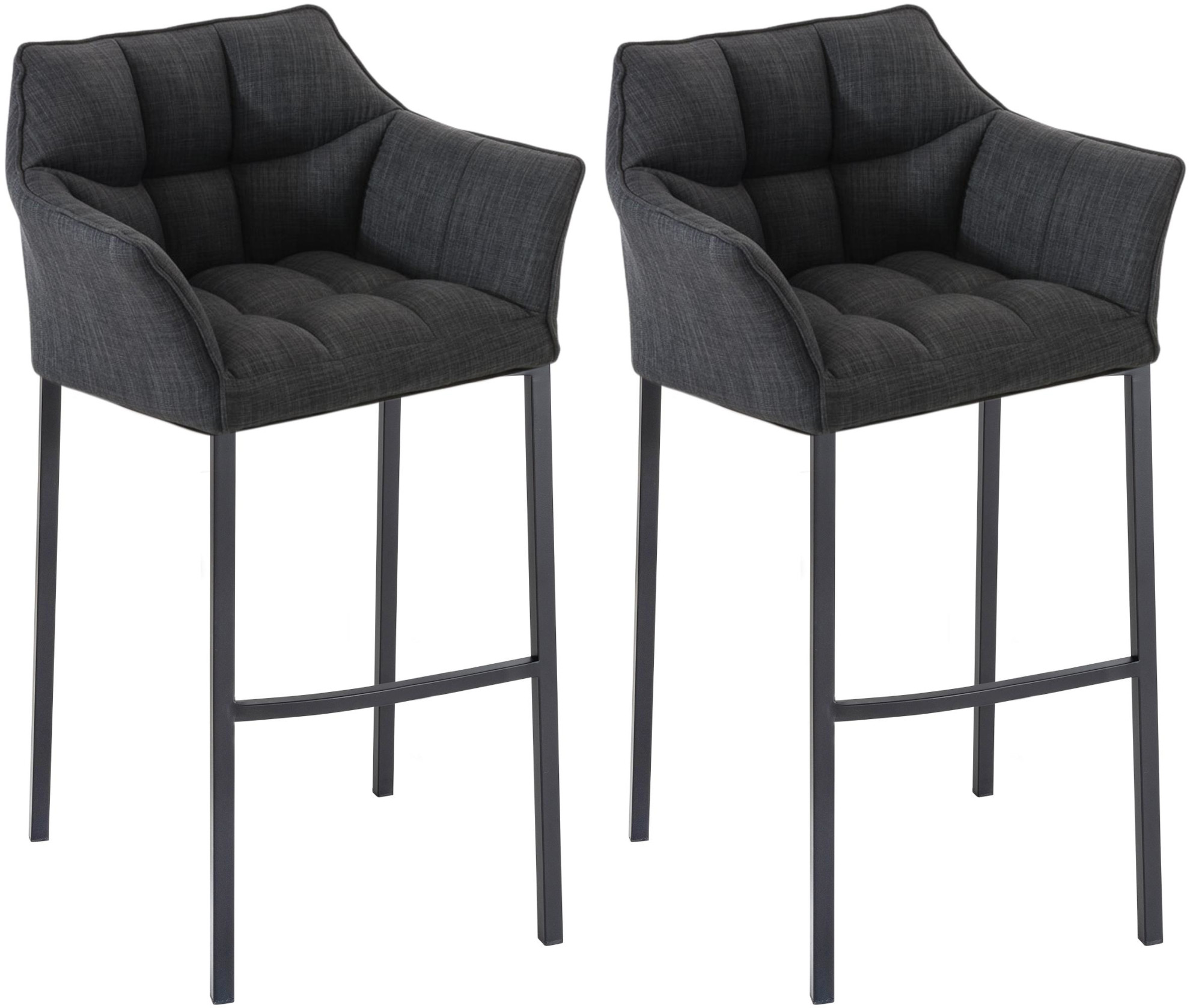 Set di 2 Sgabelli da Bar Damaso in Tessuto con Base a 4 Gambe