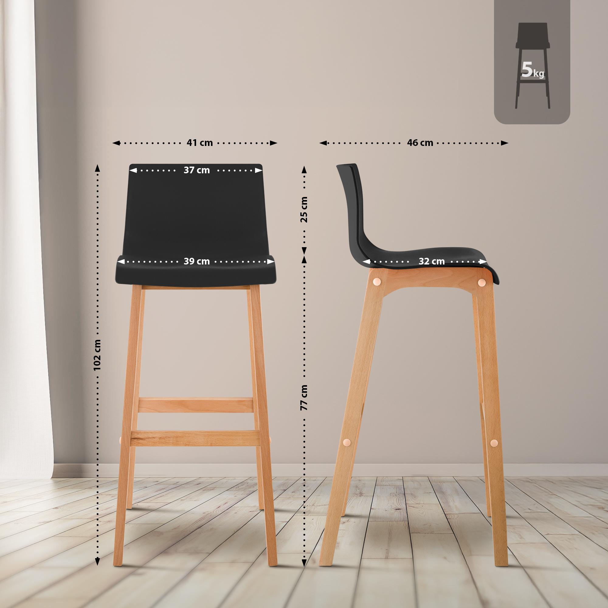 Set di 2 sgabelli da bar Hover in plastica con gambe a quattro piedi Natura