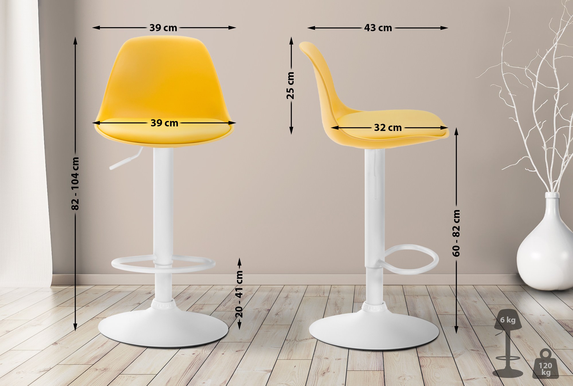 Sgabello di design KIEL in polipropilene e similpelle