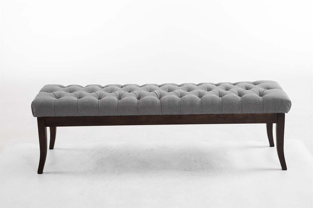 Panca design RAMSES in legno scuro antico e tessuto