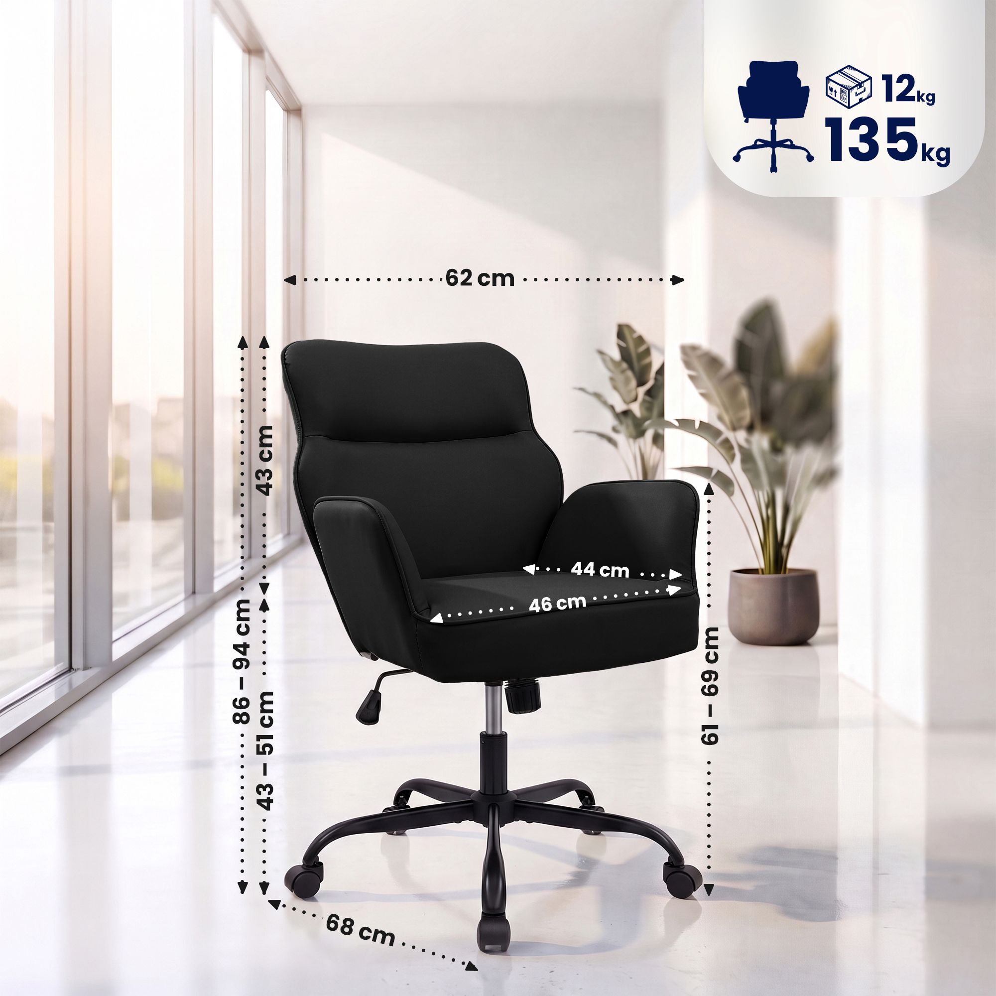 Sedia da ufficio Amado effetto pelle