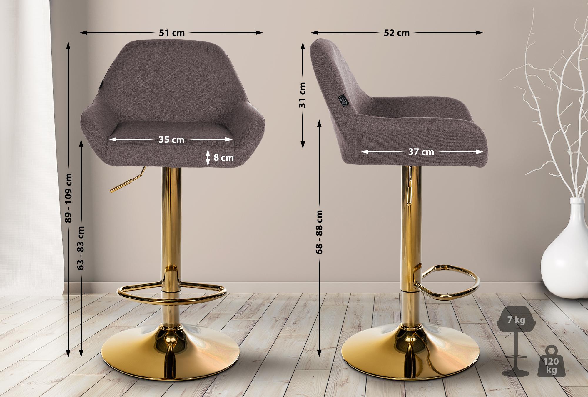 Set di 2 sgabelli da bar in tessuto Braga Gold